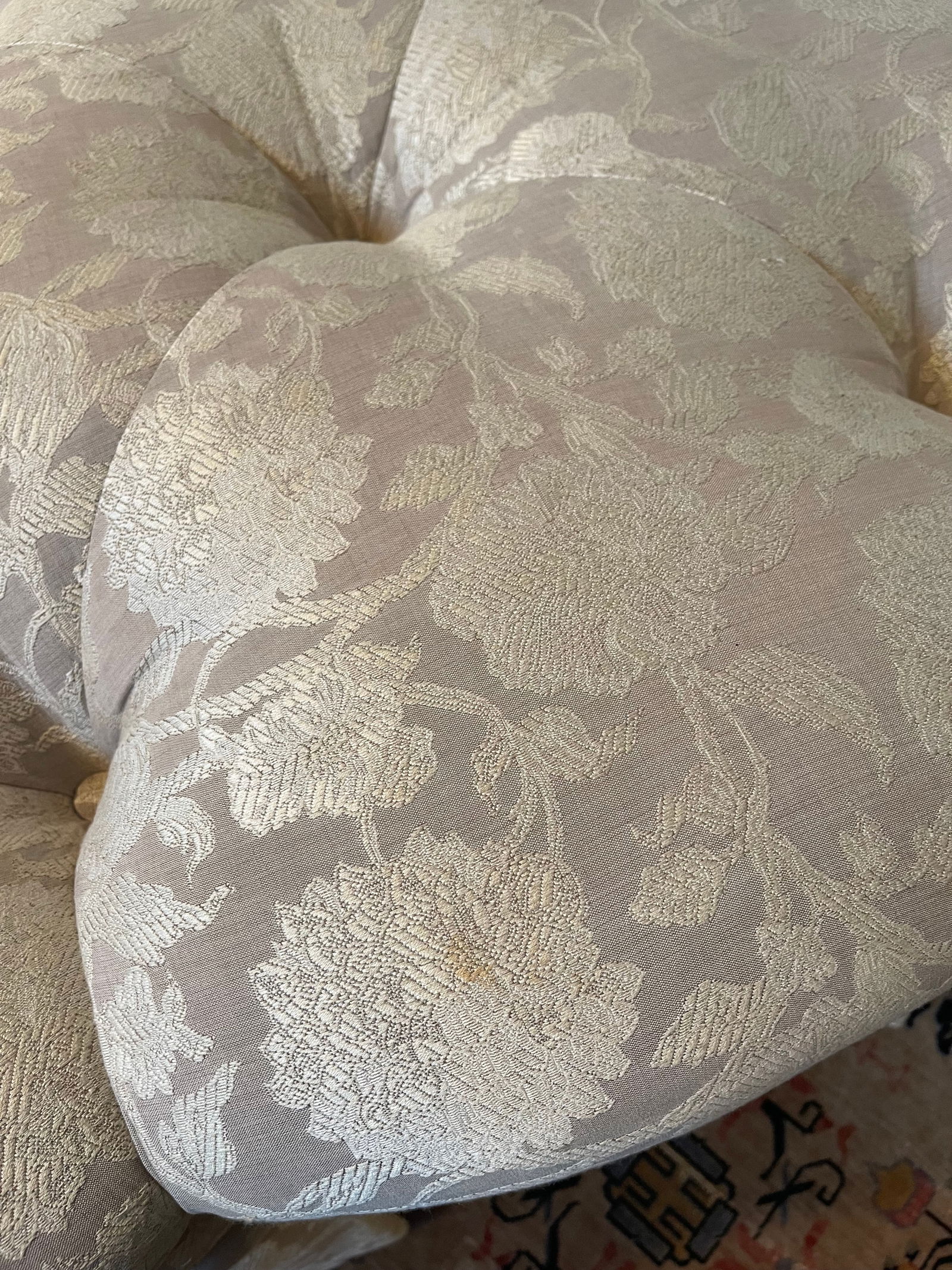 1990s Tufted Ottoman With Skirt - Robert Allen Upholstery - 11