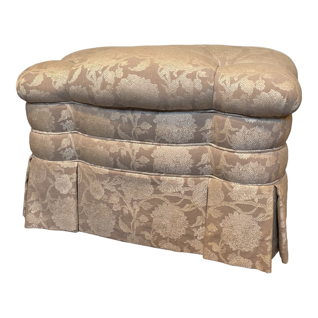 1990s Tufted Ottoman With Skirt - Robert Allen Upholstery (1 of 13)