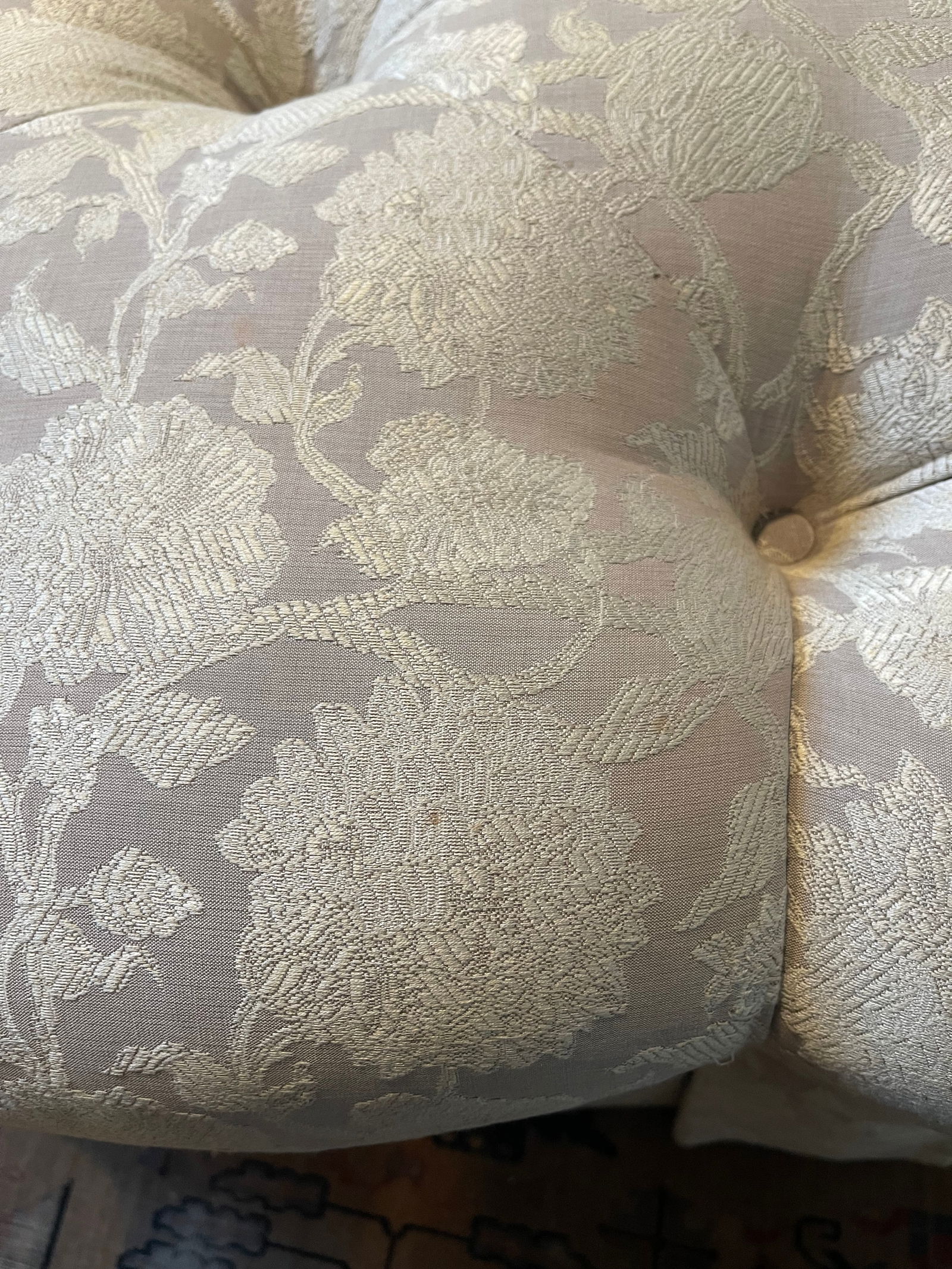 1990s Tufted Ottoman With Skirt - Robert Allen Upholstery - 5
