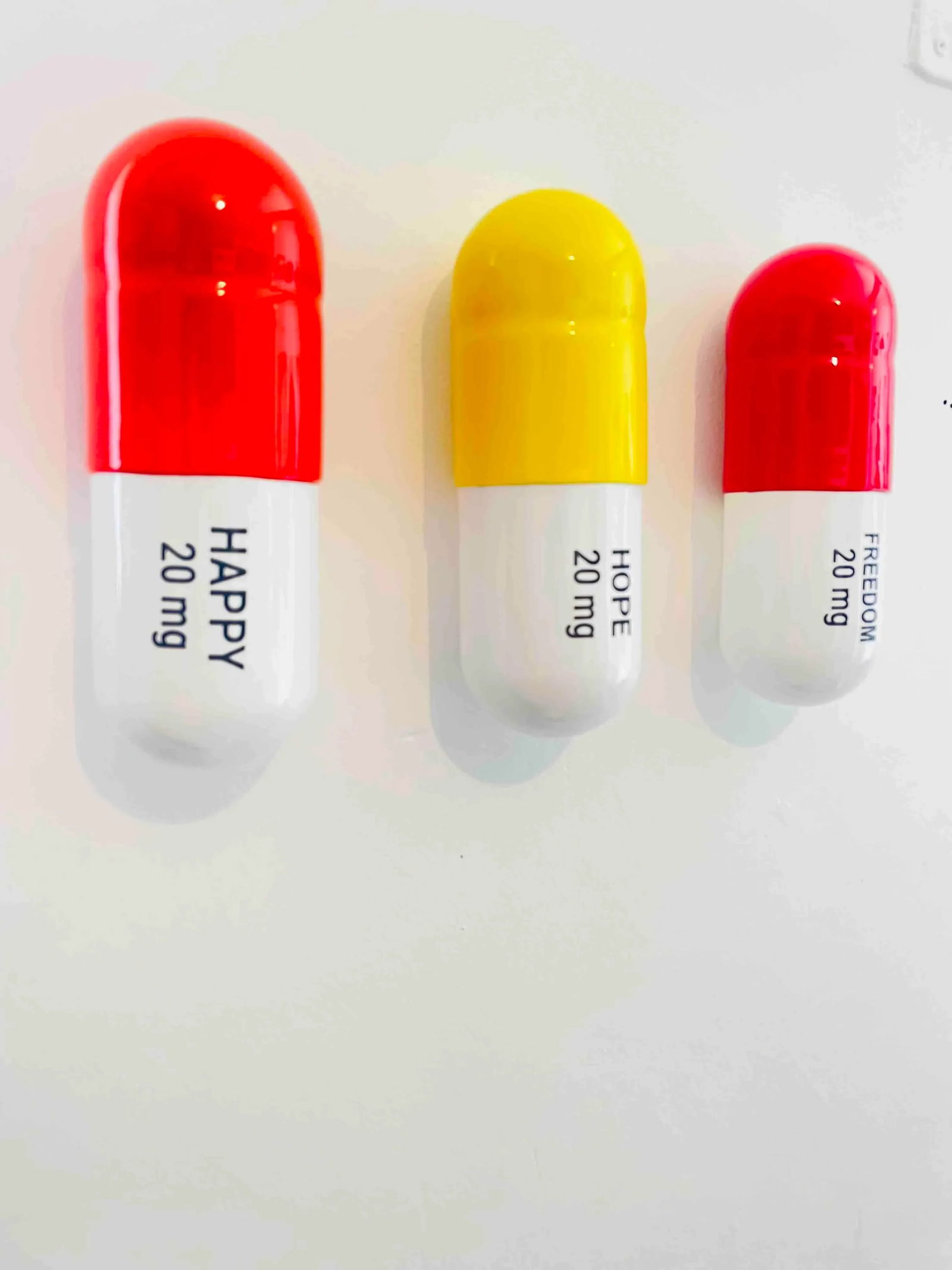 Tal Nehoray, 20 Mg Happy Pill Combo (Red, Yellow and Orange) Set of 3 Still Life Sculptures - 3