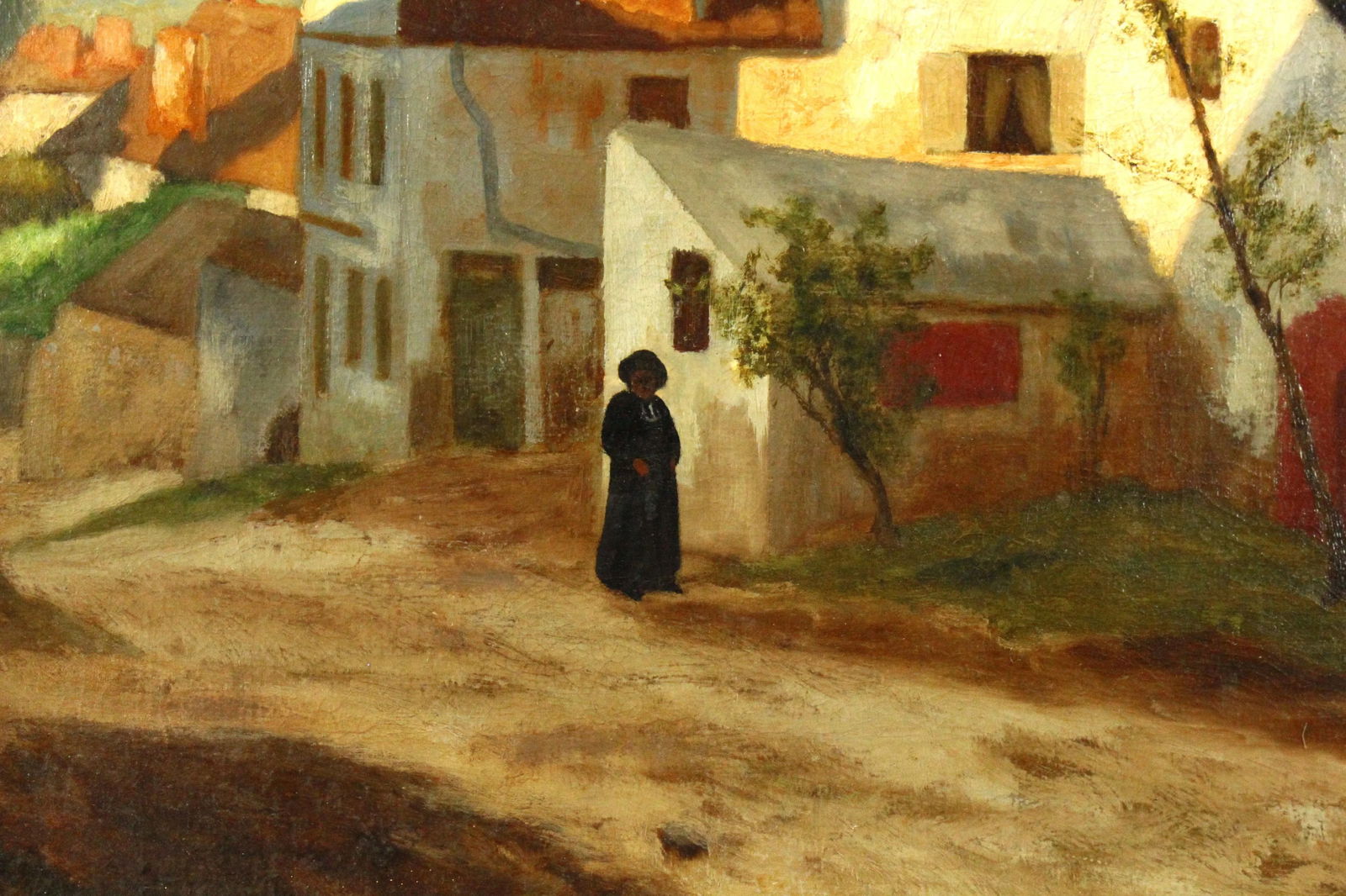 Marcus Waterman (American, 1834-1914) Oil on Canvas, Figure in a Small Village Road - 3