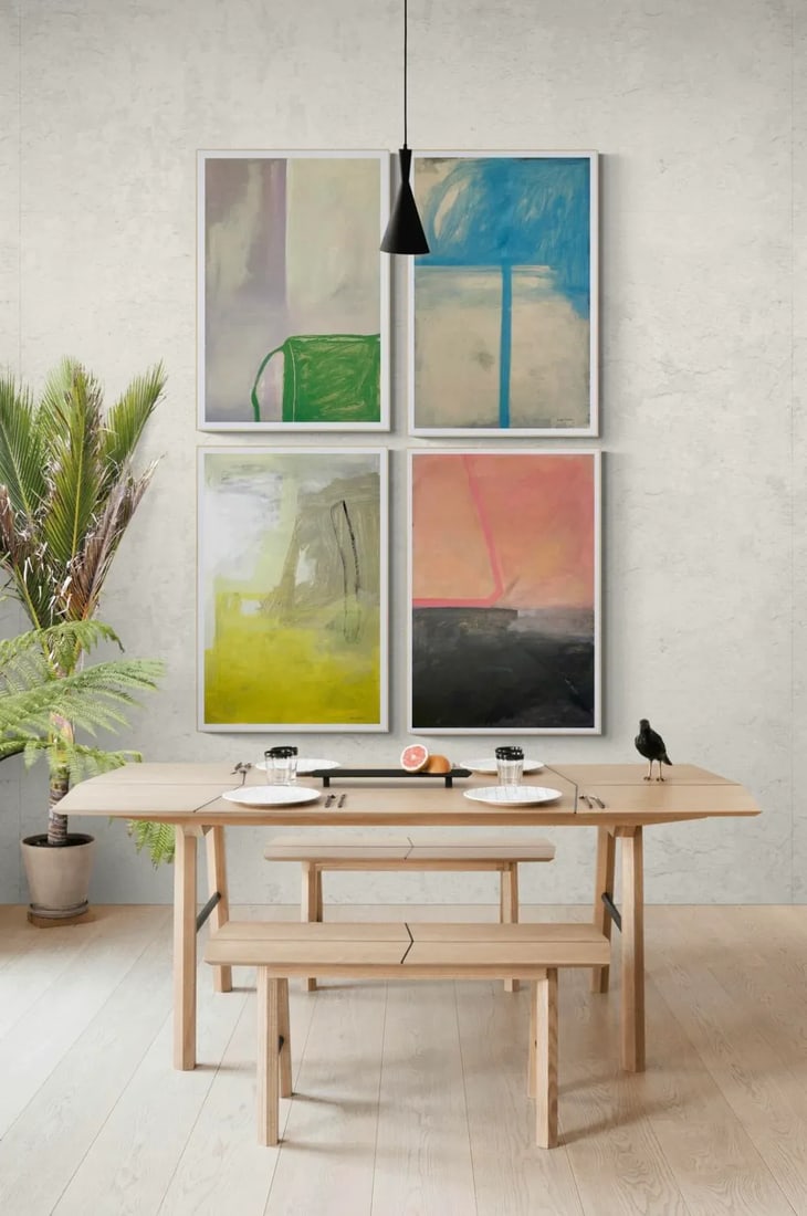 Minimalist Abstract Painting With Blue and Cream - 5