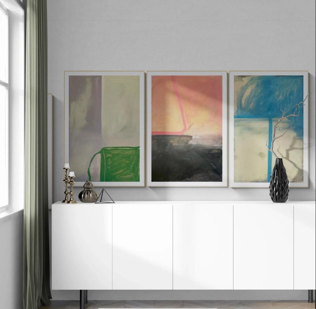 Minimalist Abstract Painting With Blue and Cream - 6