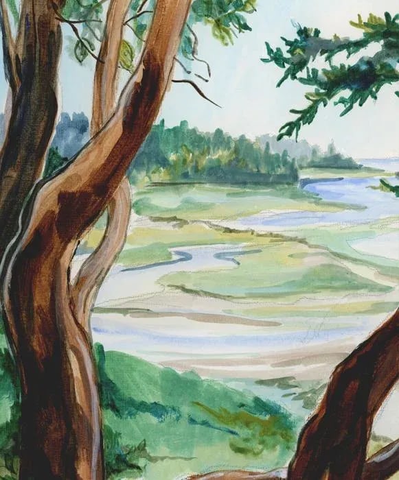 Plein Aire Seascape Original Painting, on the Bluff 1, Acrylic Study - 2