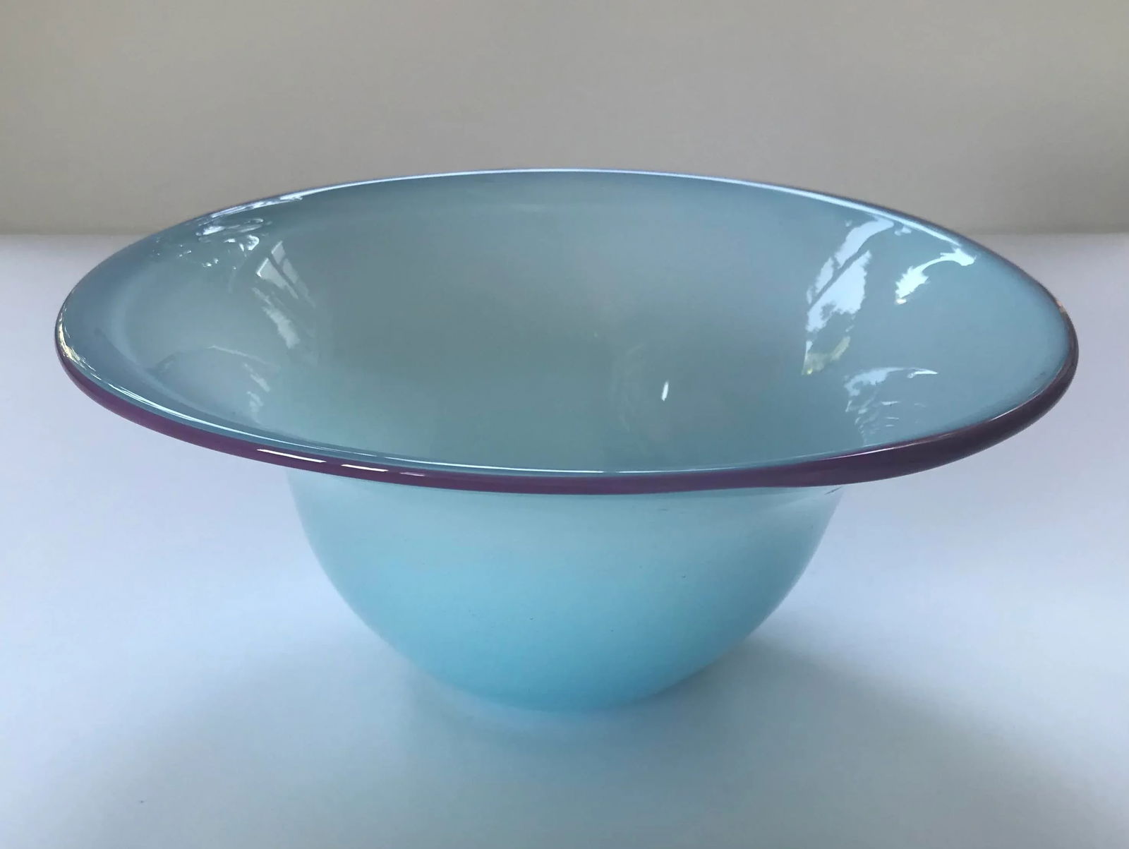 Vintage 1980s Postmodern Hand Blown Murano Art Glass Bowl - 10