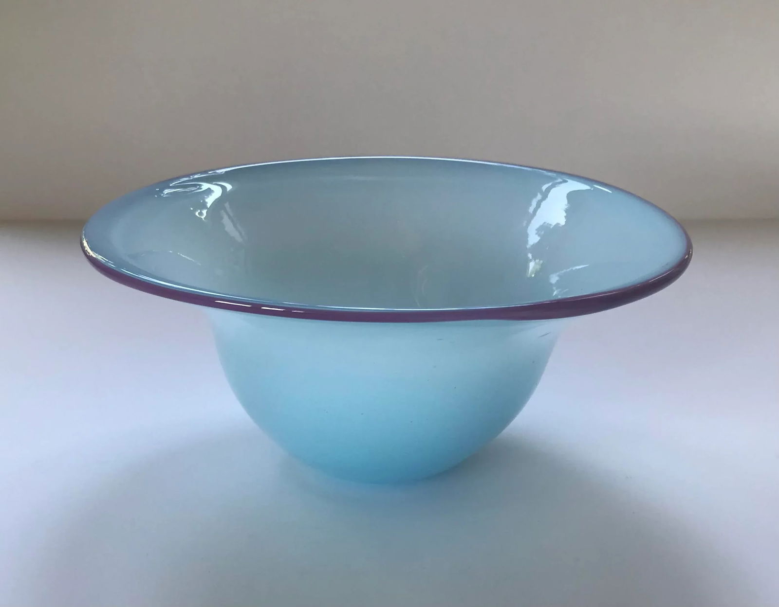 Vintage 1980s Postmodern Hand Blown Murano Art Glass Bowl - 12