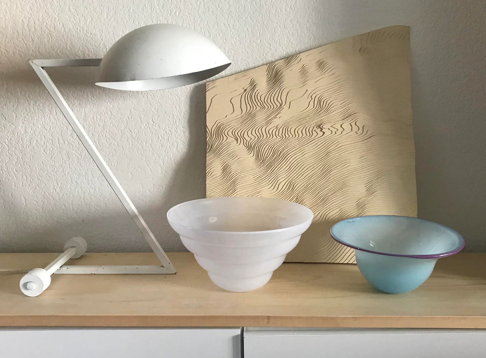 Vintage 1980s Postmodern Hand Blown Murano Art Glass Bowl - 4