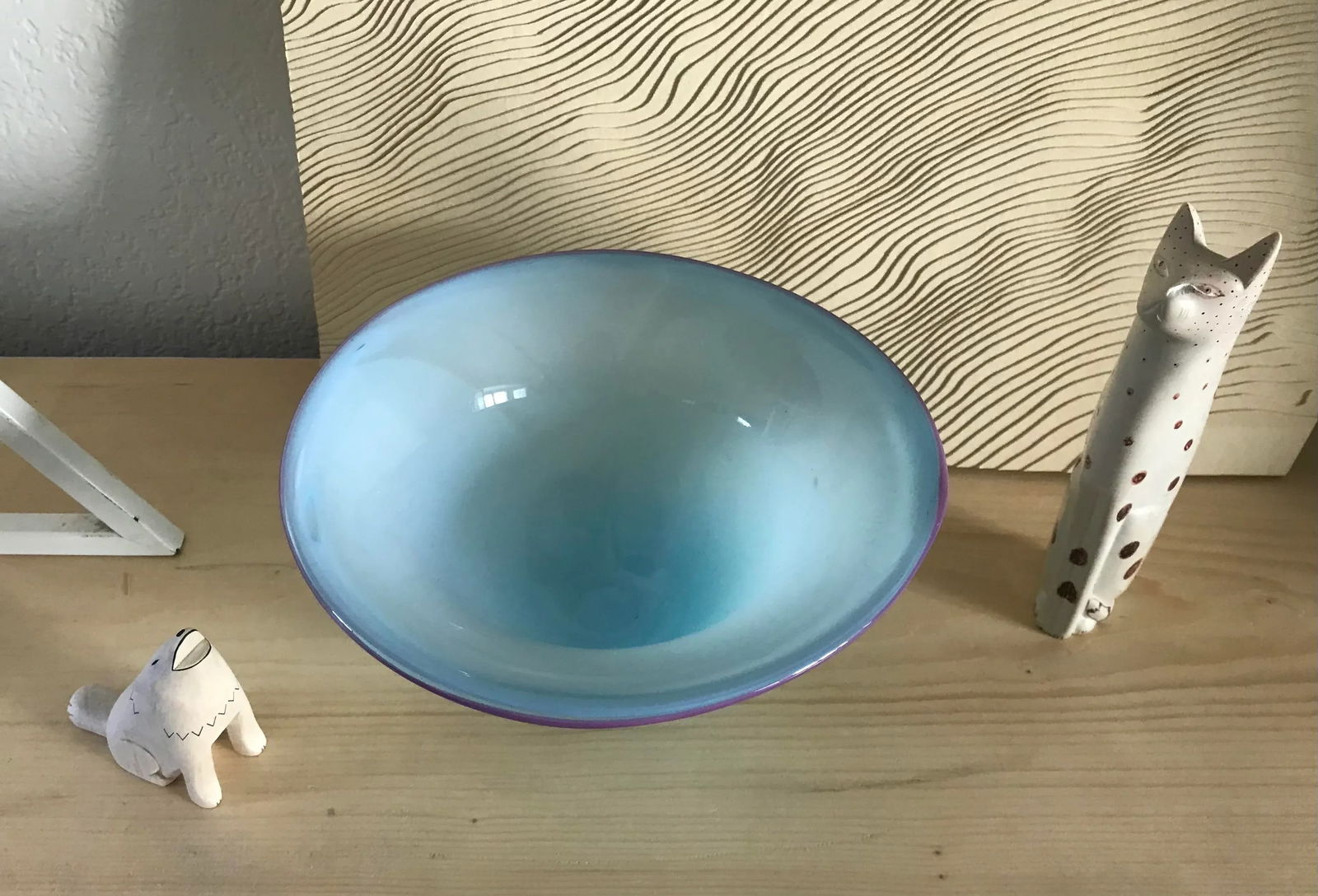Vintage 1980s Postmodern Hand Blown Murano Art Glass Bowl - 5
