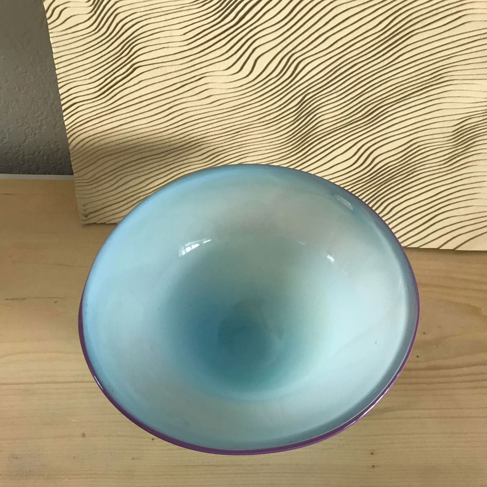 Vintage 1980s Postmodern Hand Blown Murano Art Glass Bowl - 6