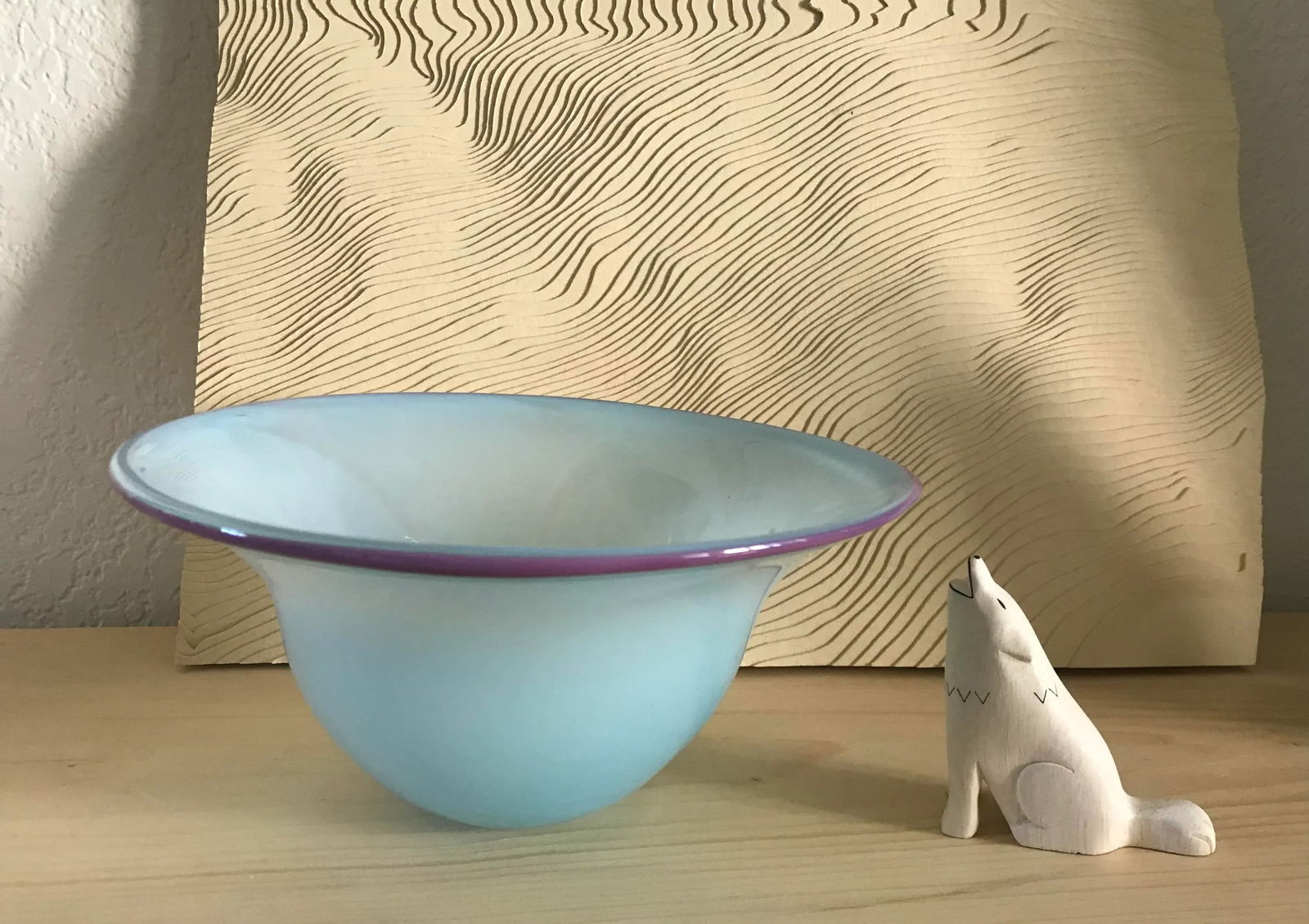 Vintage 1980s Postmodern Hand Blown Murano Art Glass Bowl - 7