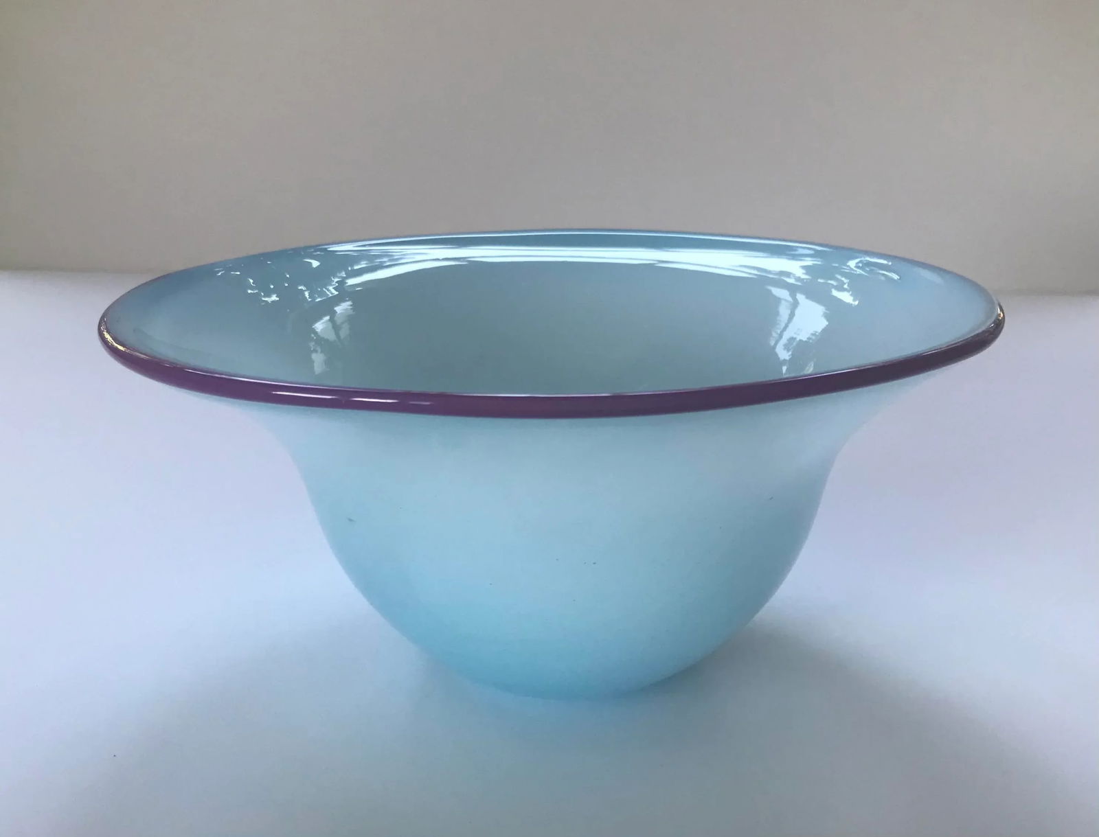 Vintage 1980s Postmodern Hand Blown Murano Art Glass Bowl - 8
