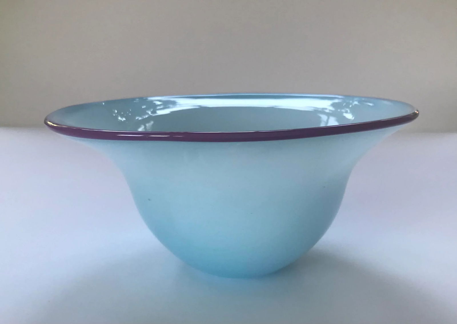Vintage 1980s Postmodern Hand Blown Murano Art Glass Bowl - 9