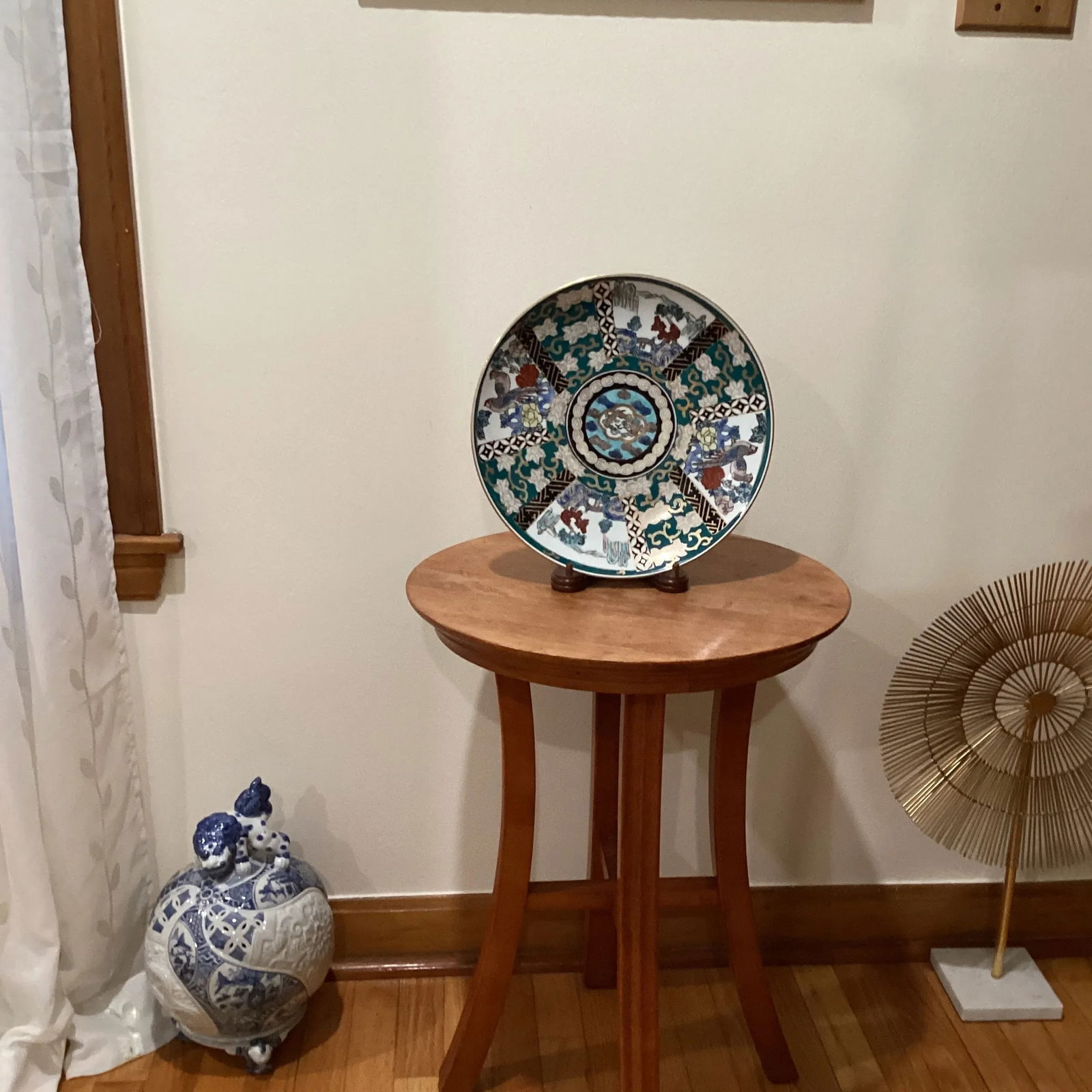 Early 20th Century Antique Handmade & Hand-Painted Japanese Green Imari Charger Plate Charger - 10
