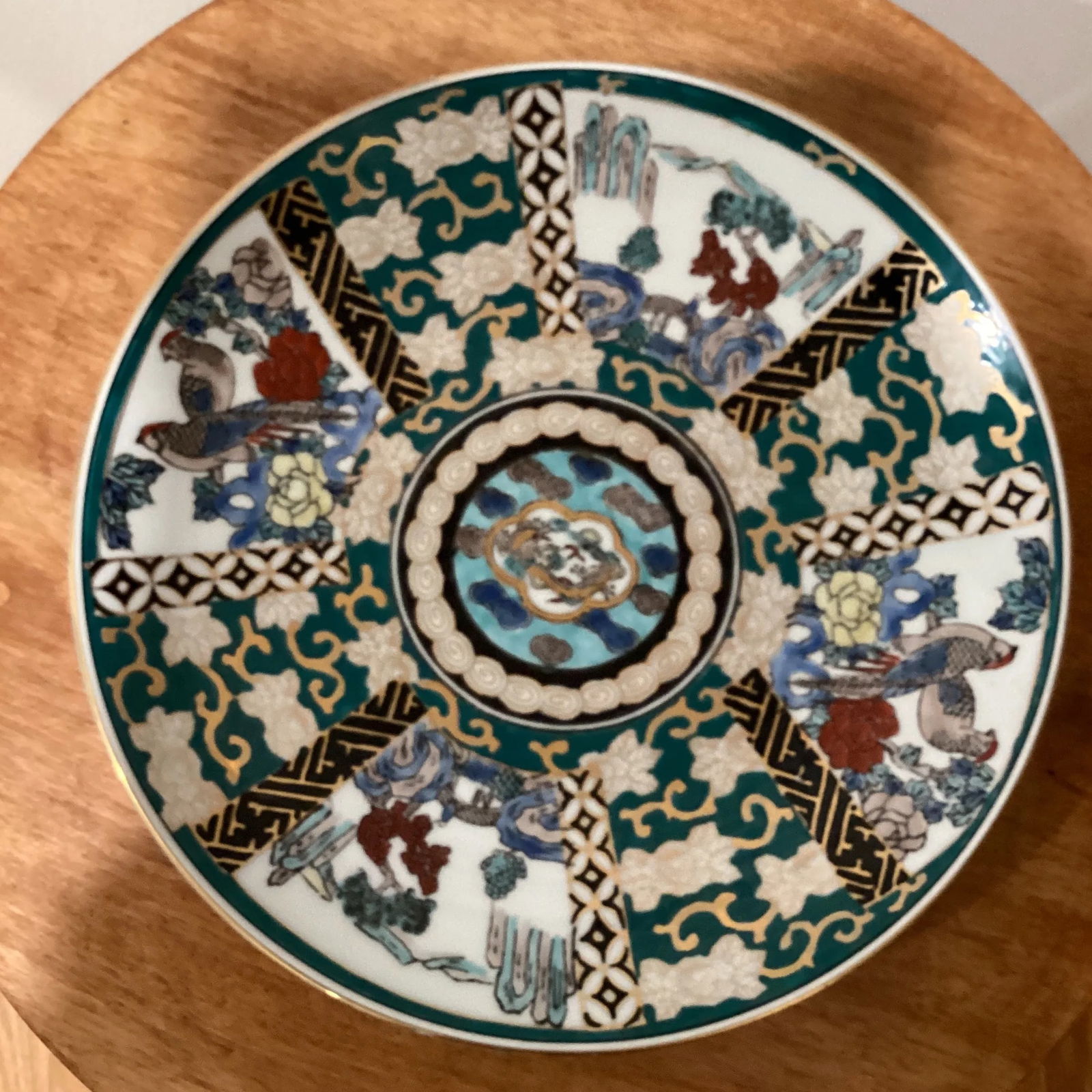 Early 20th Century Antique Handmade & Hand-Painted Japanese Green Imari Charger Plate Charger - 13
