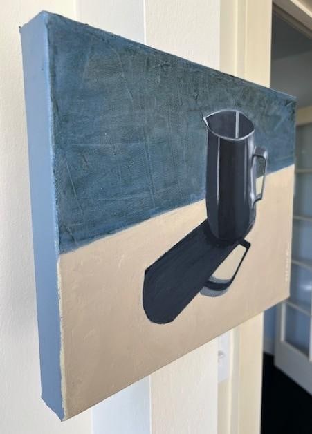 "Midnight Gold" Contemporary Impressionist Still Life Pitcher in Blue and Gold by Mill Valley Arti - 2