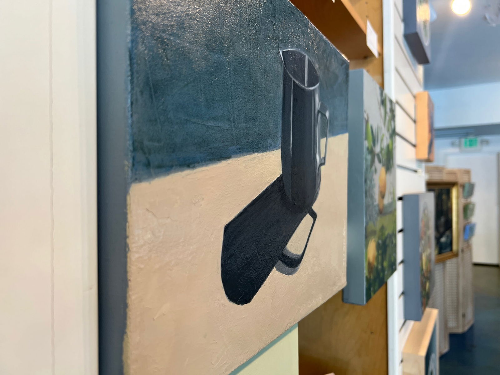 "Midnight Gold" Contemporary Impressionist Still Life Pitcher in Blue and Gold by Mill Valley Arti - 4