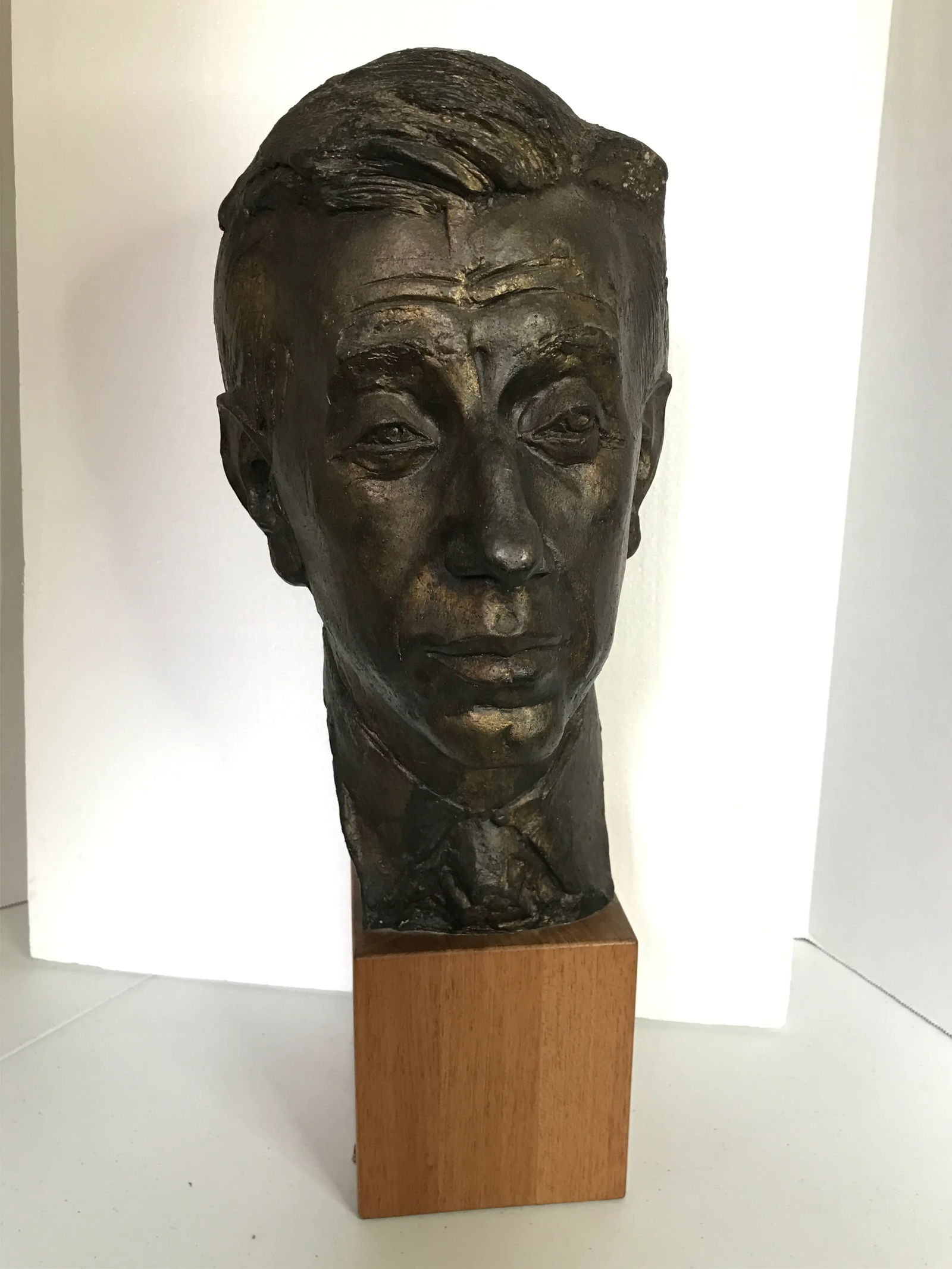 Late 20th Century Bronze Head Art Sculpture of a Man - 13