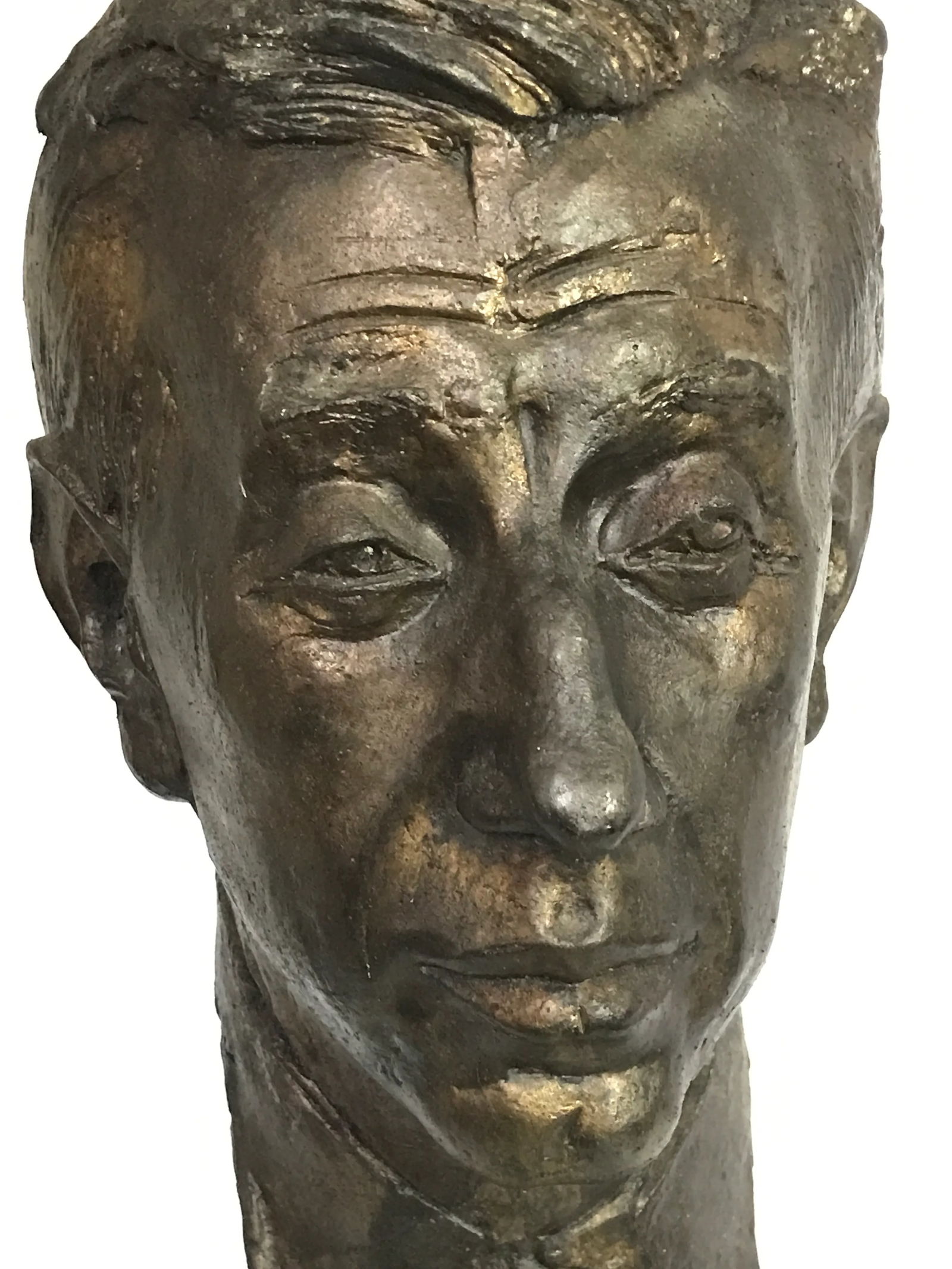 Late 20th Century Bronze Head Art Sculpture of a Man - 2