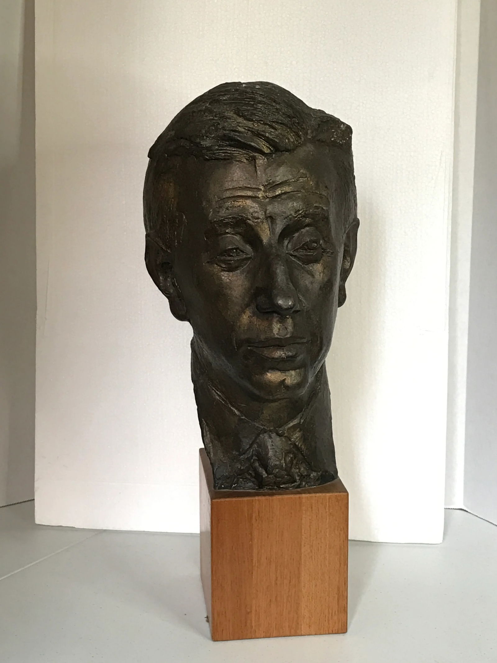 Late 20th Century Bronze Head Art Sculpture of a Man - 8