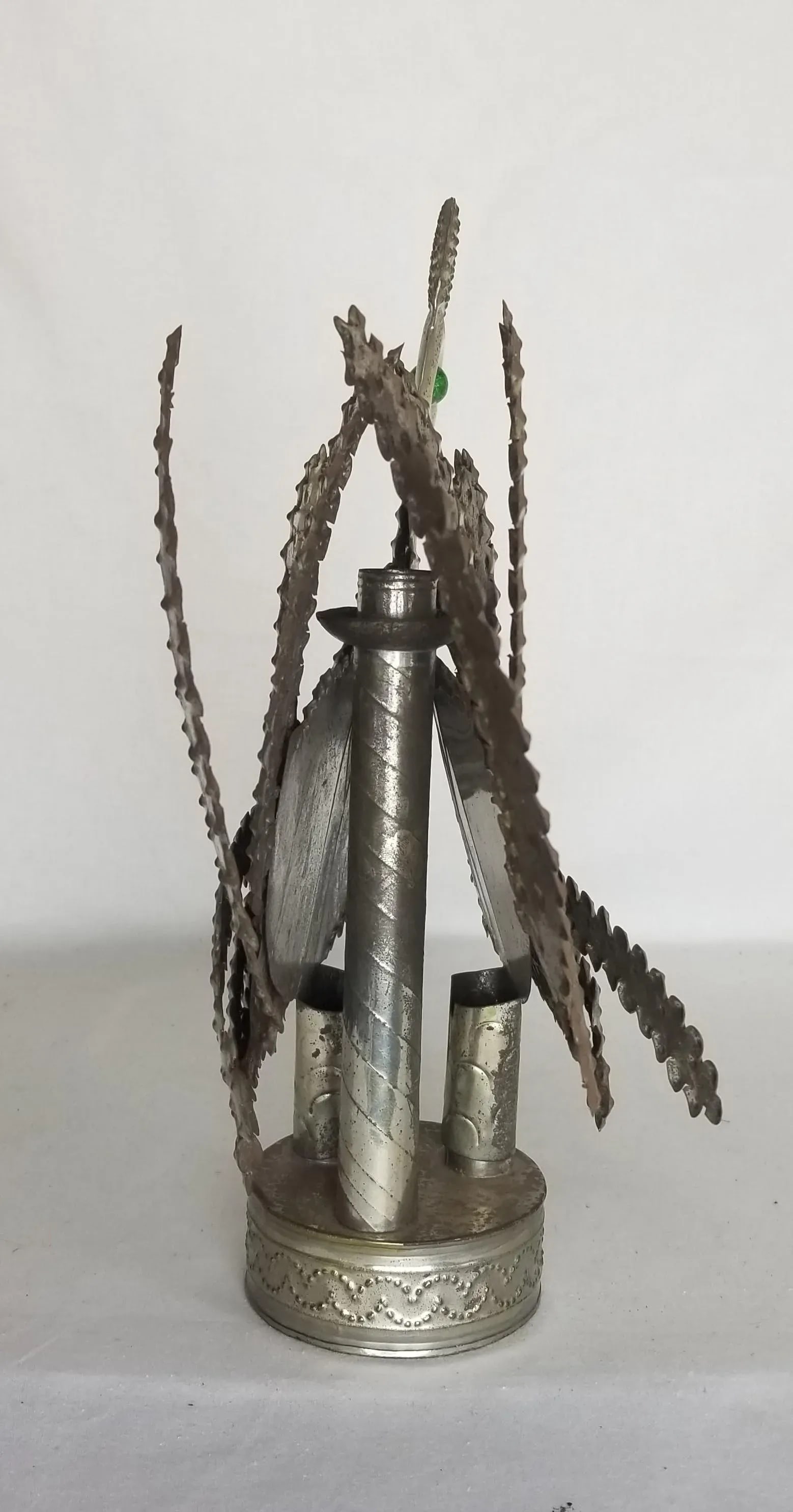 1960s Mexican Folk Art Metal Rooster Candelabra - 2