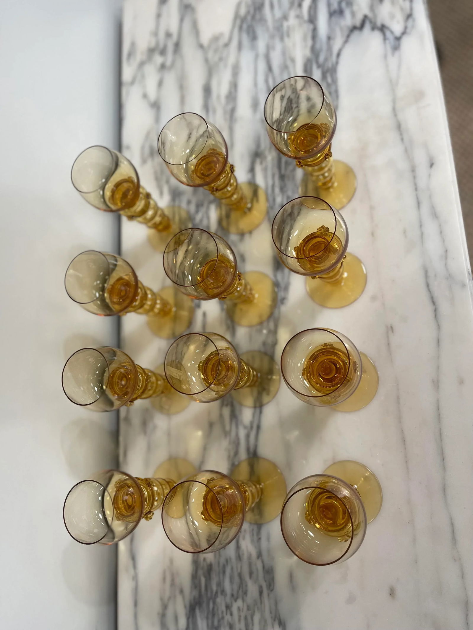 Mid 19th Century Gold/Amber Bohemian Goblets- Set of 12 - 10