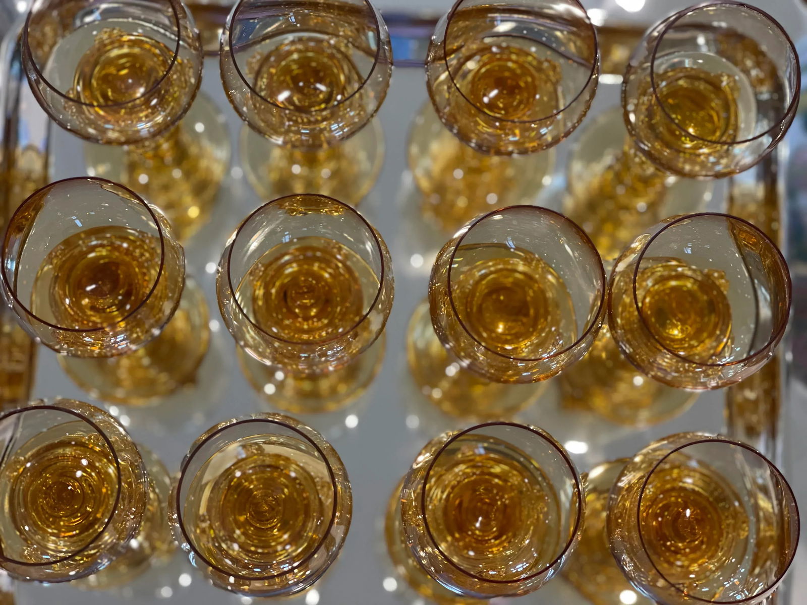 Mid 19th Century Gold/Amber Bohemian Goblets- Set of 12 - 4