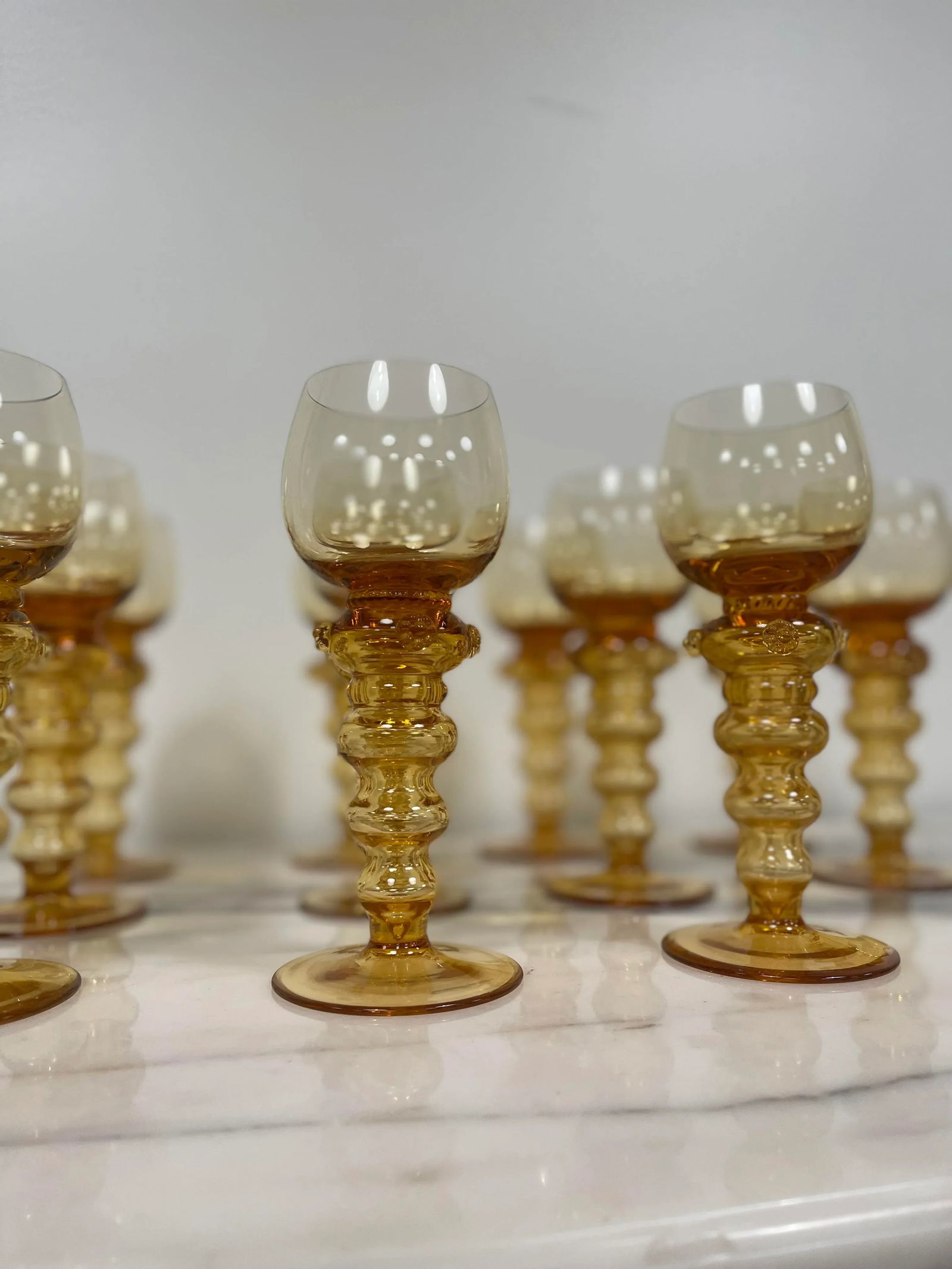 Mid 19th Century Gold/Amber Bohemian Goblets- Set of 12 - 8