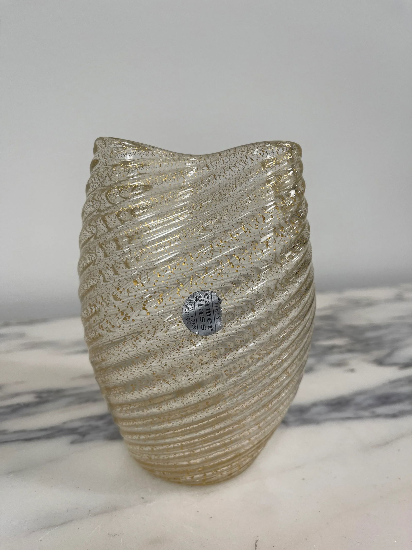 Murano Italy Camer Gold Vase With Original Mica Sticker - 3