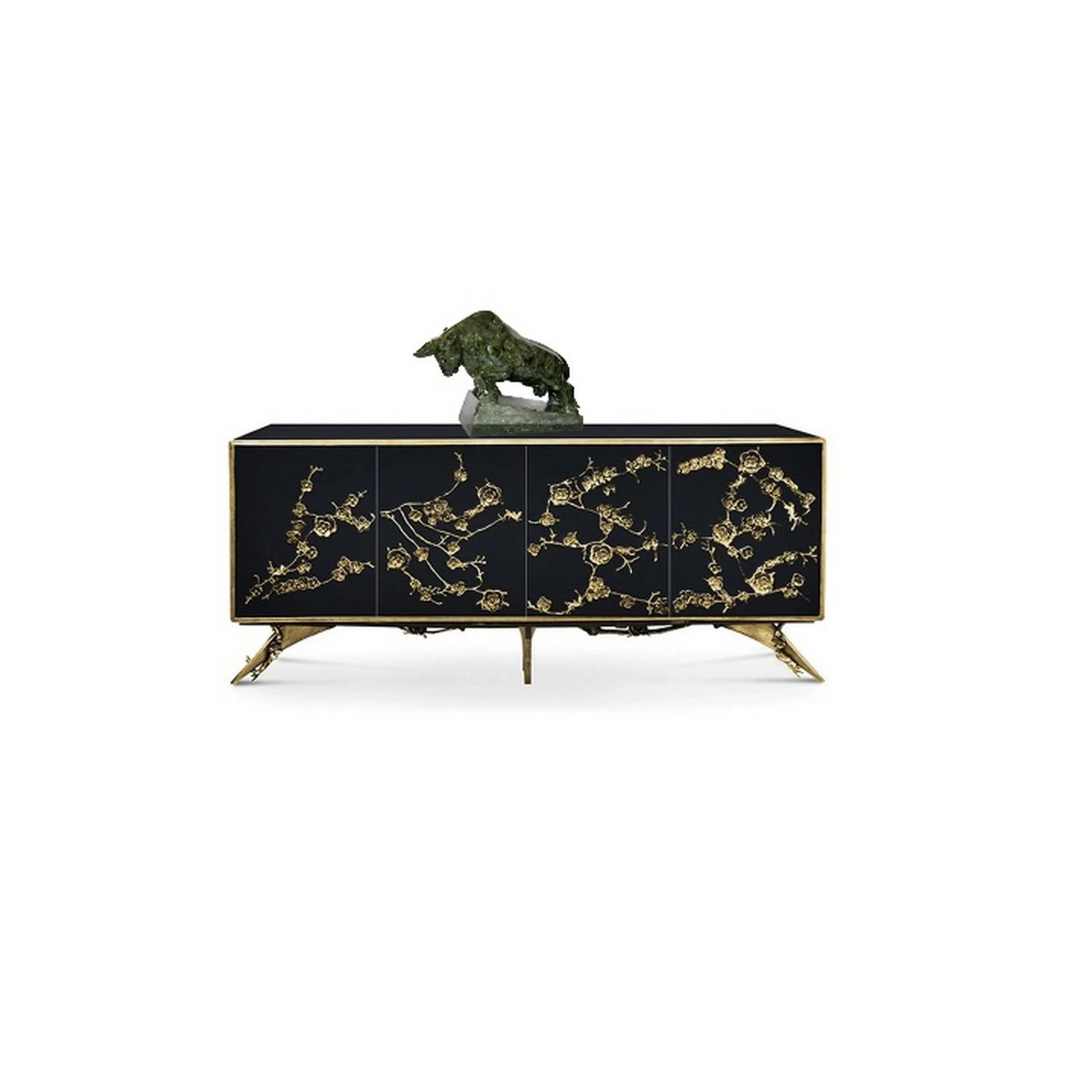 1930s Spinach Jade Charging Bull Oxen Statuette Figurine on Pedestal - 11