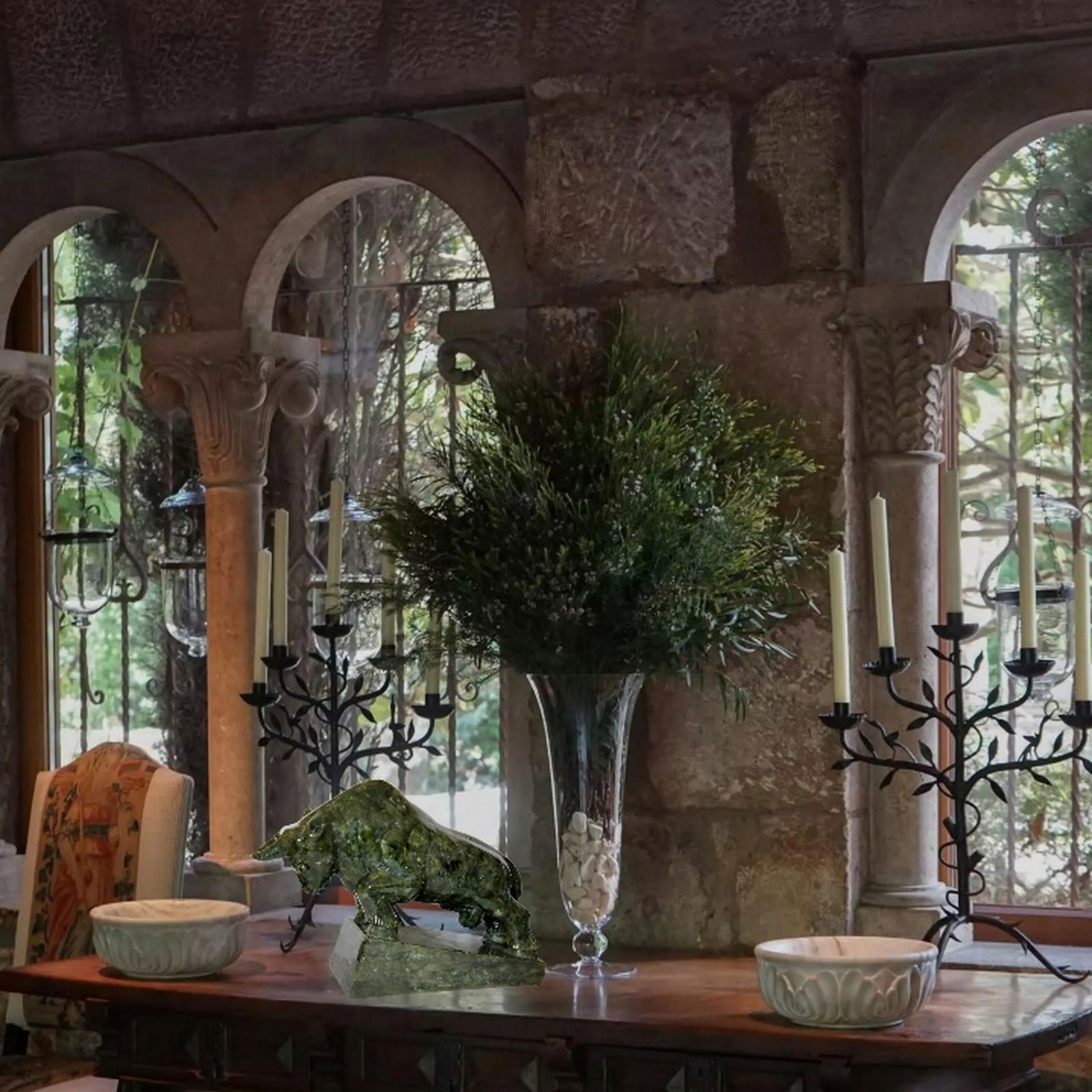 1930s Spinach Jade Charging Bull Oxen Statuette Figurine on Pedestal - 5