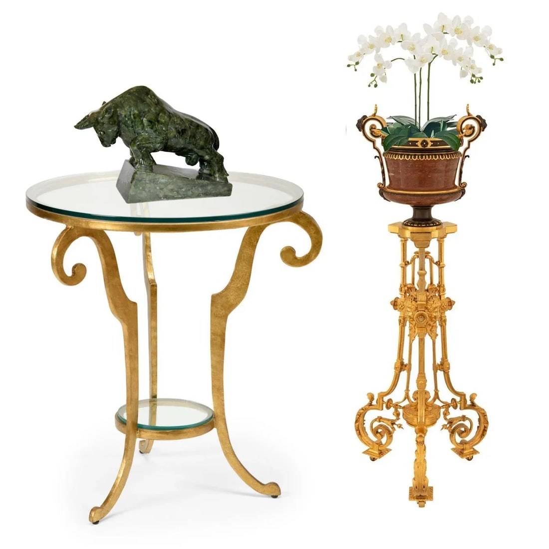 1930s Spinach Jade Charging Bull Oxen Statuette Figurine on Pedestal - 6