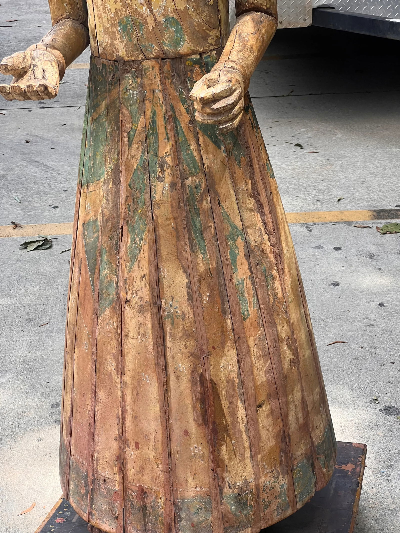 Stately Antique Life Size Wooden Statues - a Pair - 3