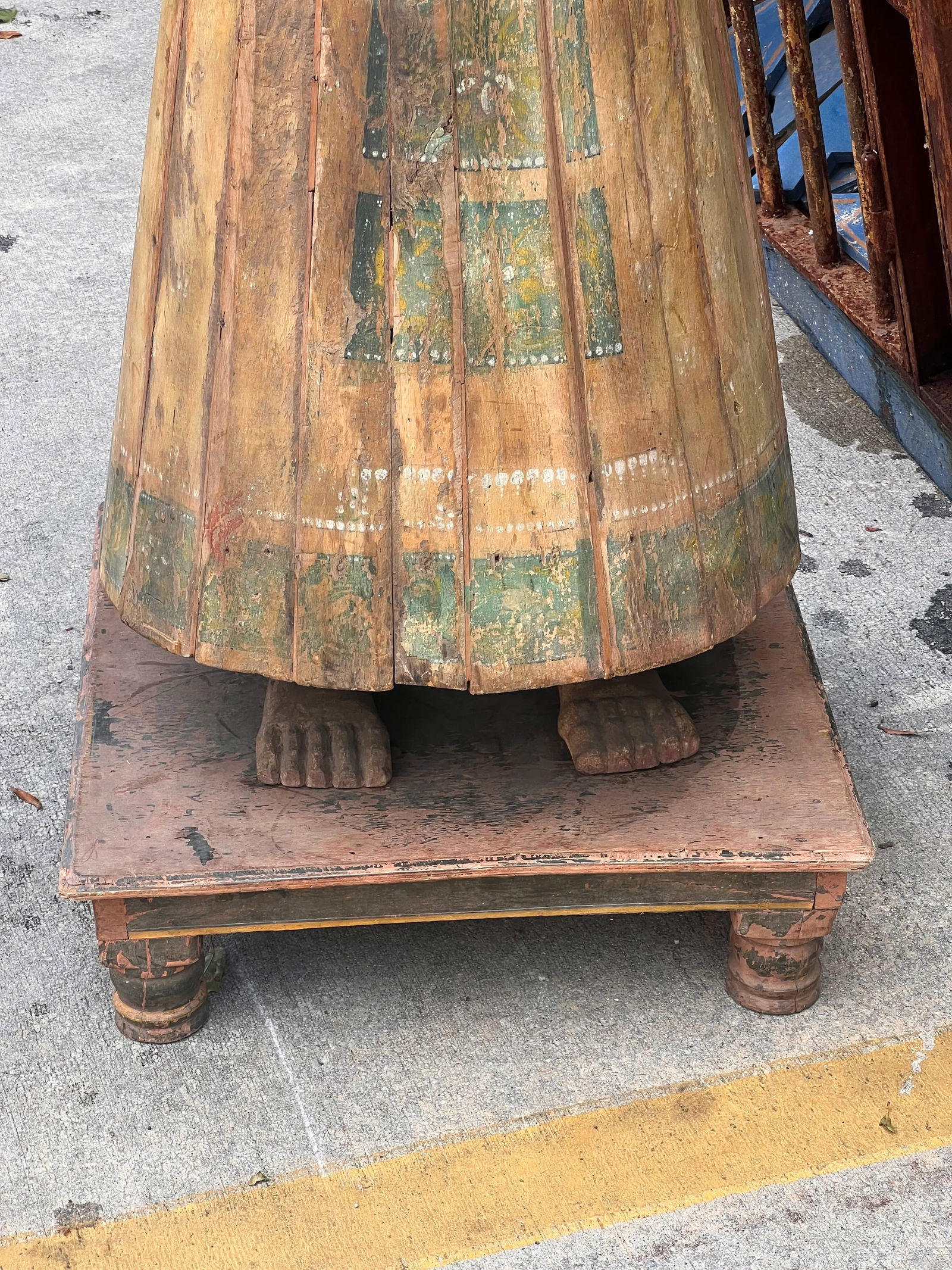 Stately Antique Life Size Wooden Statues - a Pair - 6