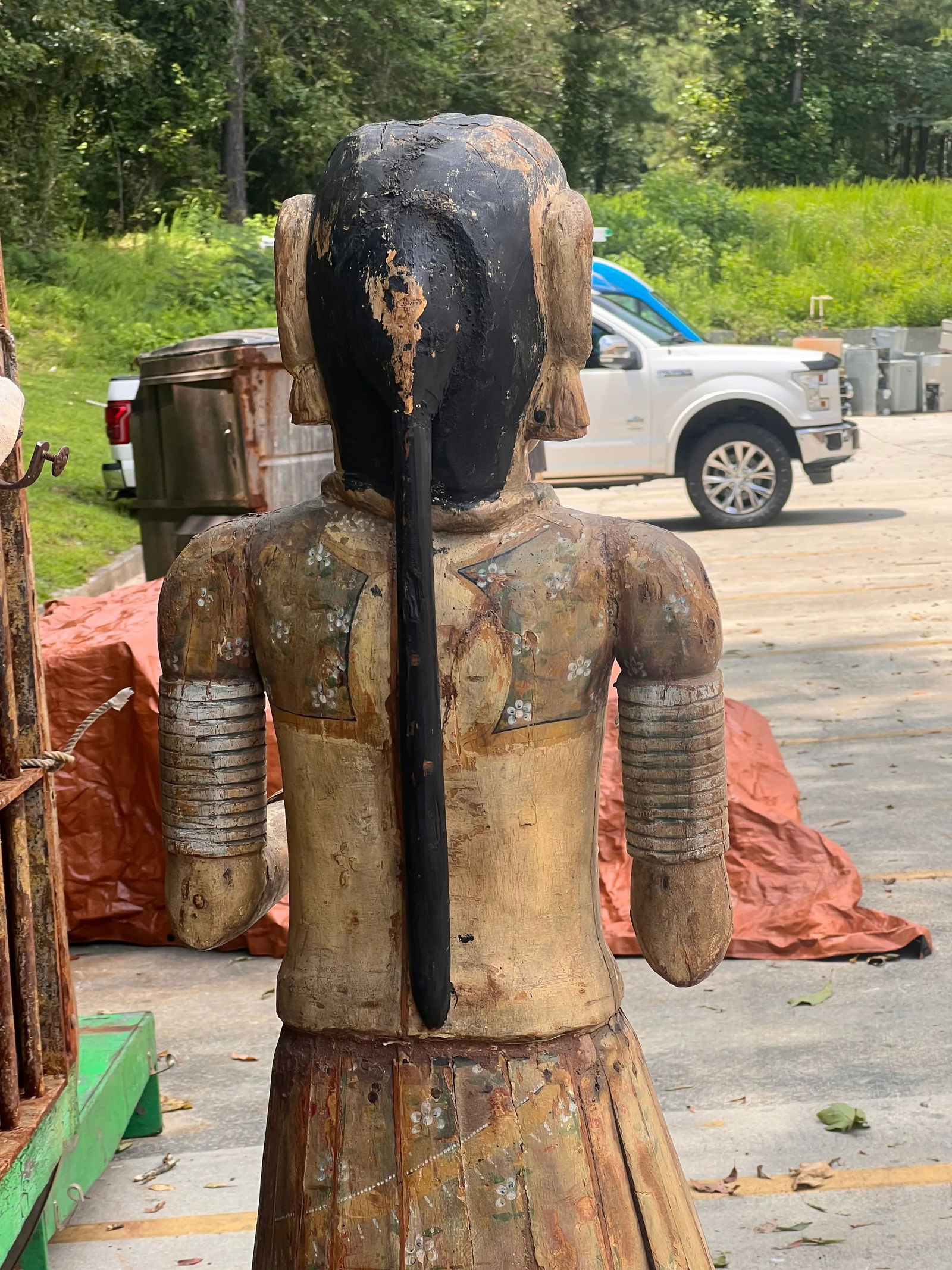 Stately Antique Life Size Wooden Statues - a Pair - 9