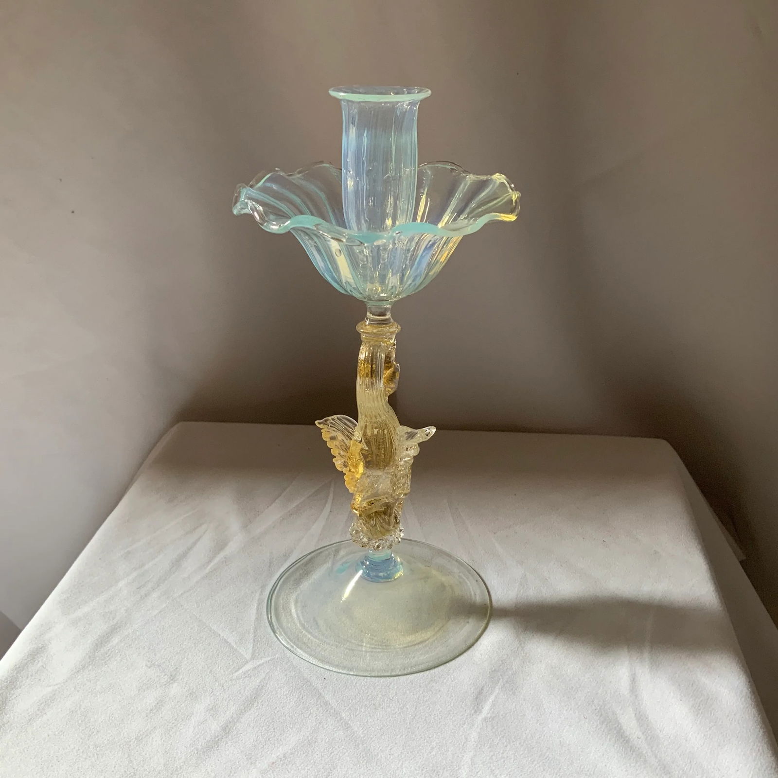Venetian Blown Glass Candlestick by Salviati, 1920s - 2