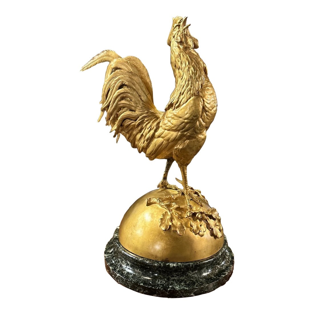 French Gilded Bronze Statue Rooster, Signed A.Cain, Circa 1880 (1 of 12)