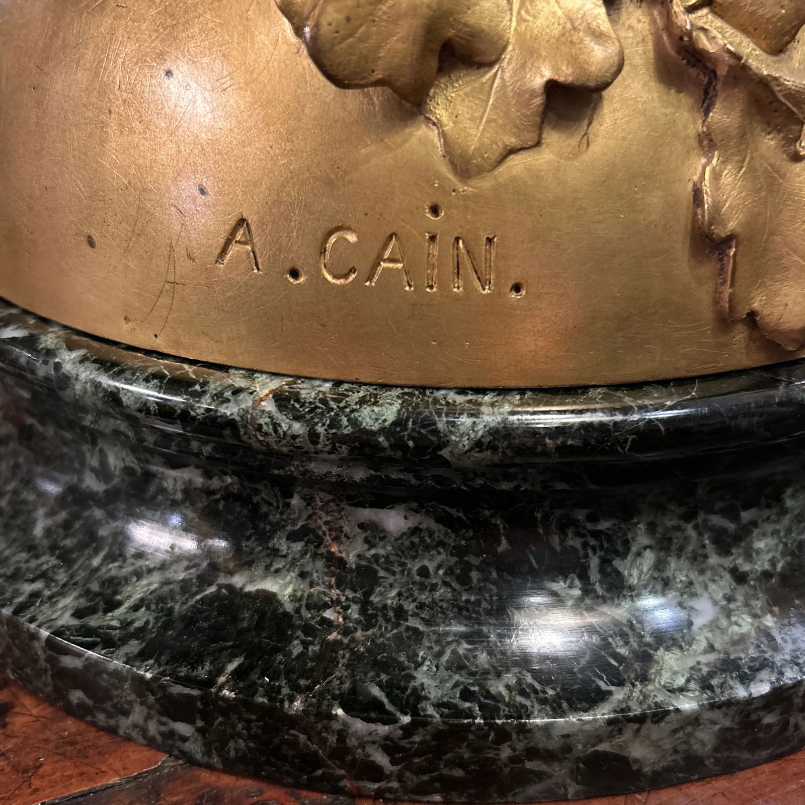 French Gilded Bronze Statue Rooster, Signed A.Cain, Circa 1880 - 6