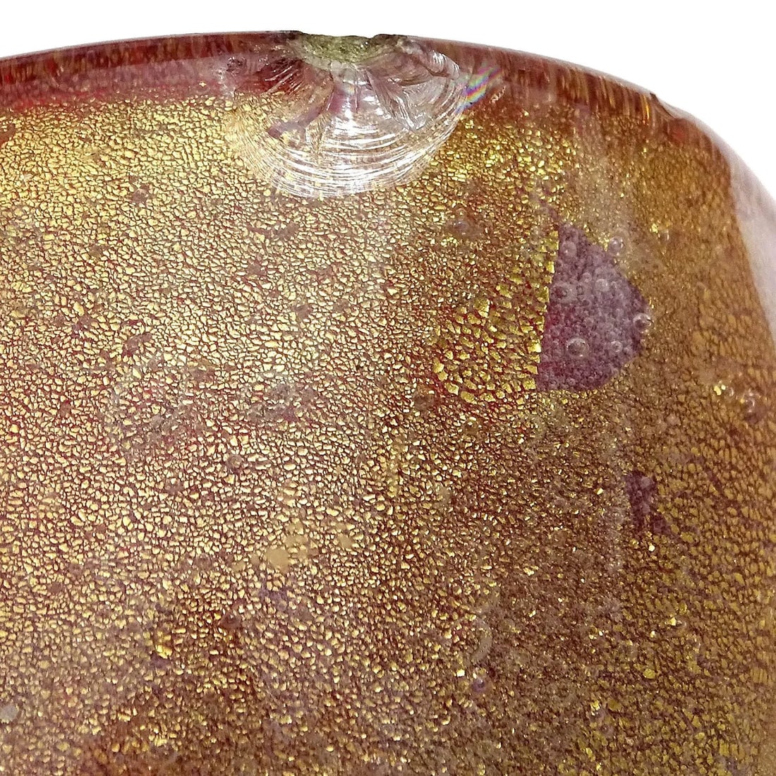 Murano Seguso Vetri d'Arte Poli 1939 Red Gold Flecks Italian Art Deco Glass Dish Bowl - As Is - 6