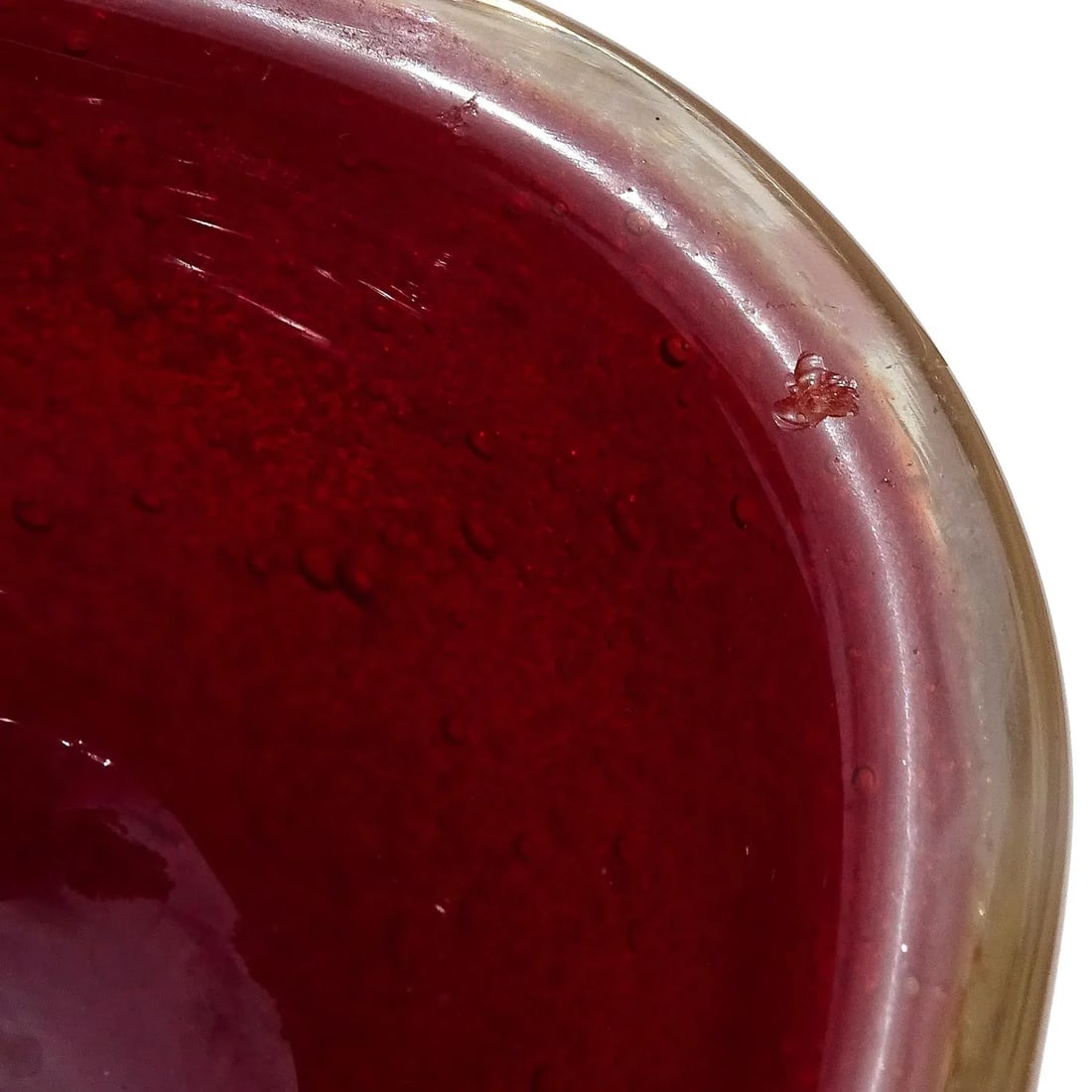 Murano Seguso Vetri d'Arte Poli 1939 Red Gold Flecks Italian Art Deco Glass Dish Bowl - As Is - 8