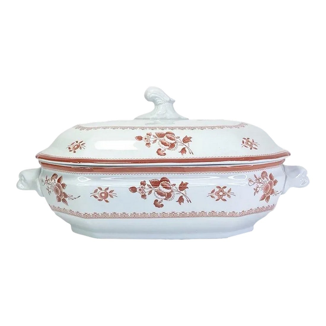 1960s Spode Gloucester Red, Ceramic Lidded Ironstone Serving Bowl (1 of 5)