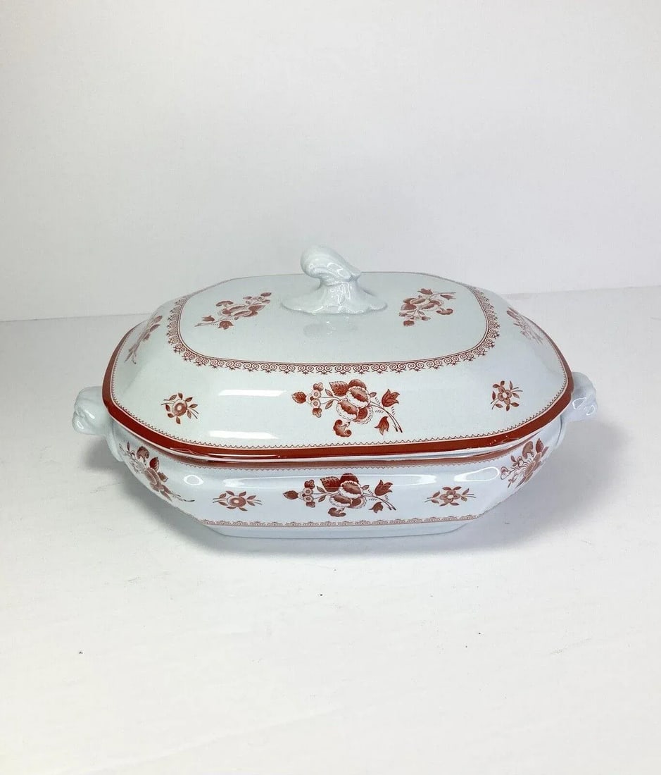 1960s Spode Gloucester Red, Ceramic Lidded Ironstone Serving Bowl - 2