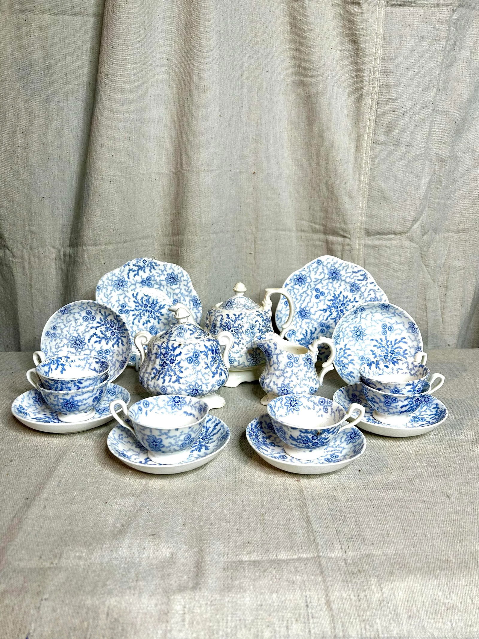 Antique Staffordshire Transferware Miniature Child's Tea Set - 10