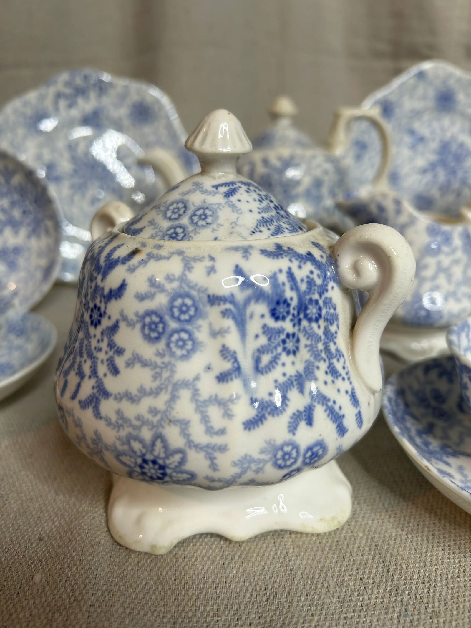 Antique Staffordshire Transferware Miniature Child's Tea Set - 3