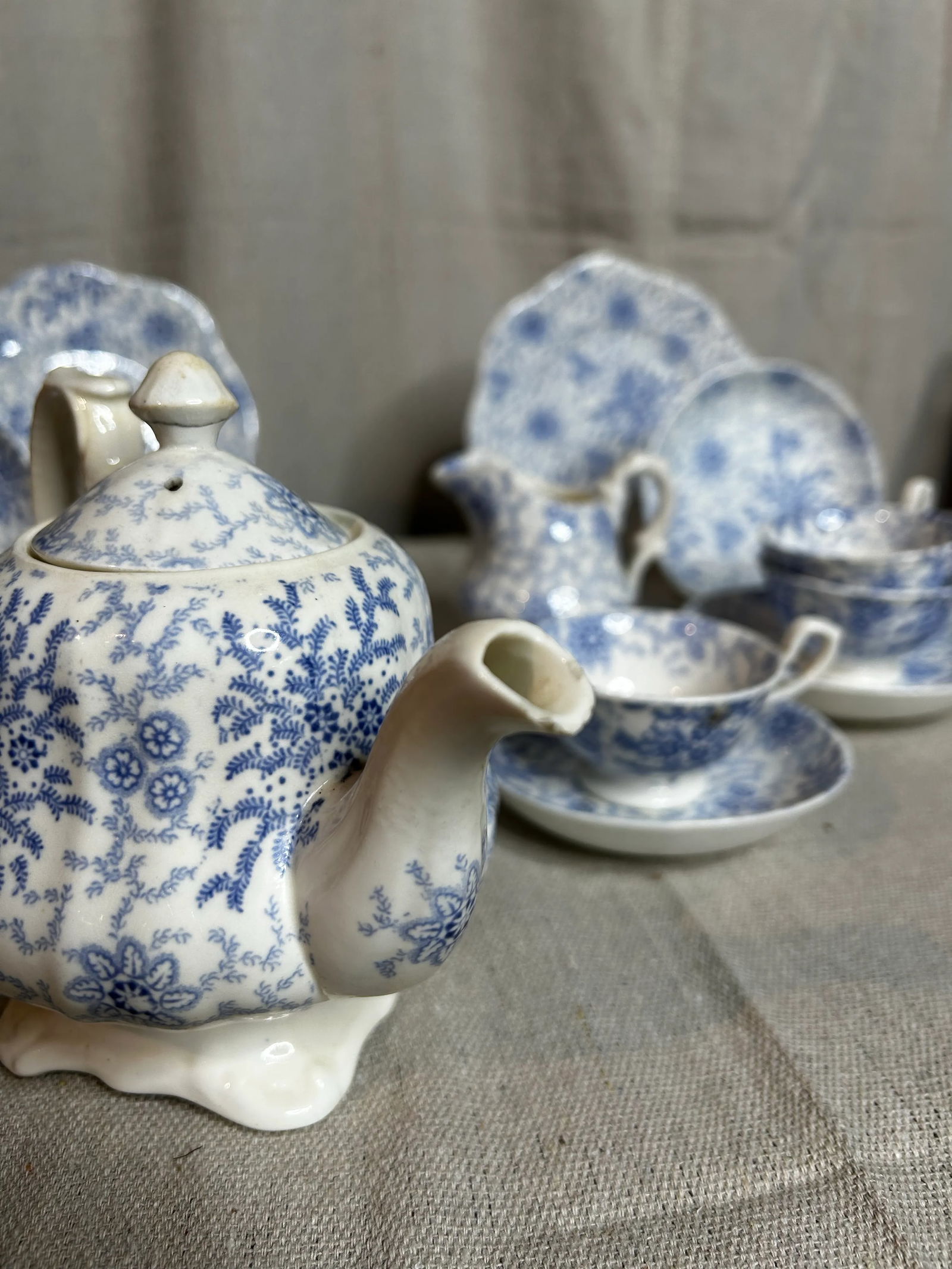 Antique Staffordshire Transferware Miniature Child's Tea Set - 5