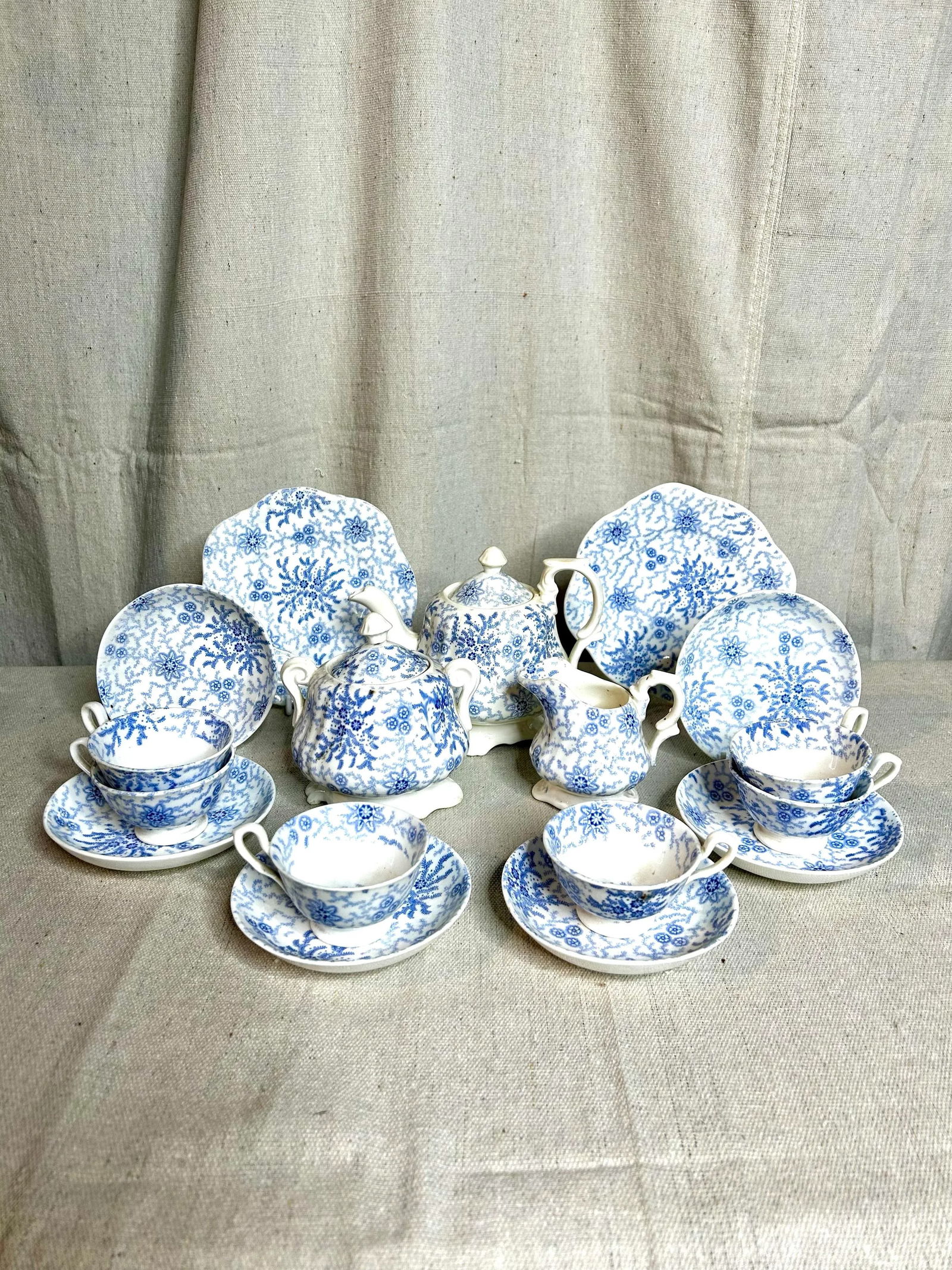 Antique Staffordshire Transferware Miniature Child's Tea Set - 8