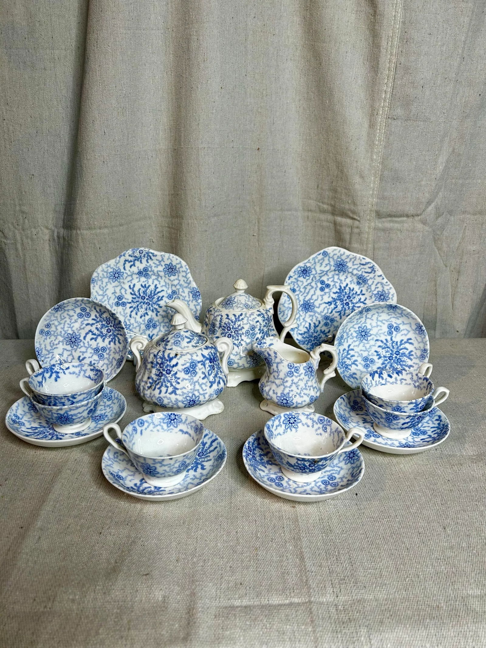 Antique Staffordshire Transferware Miniature Child's Tea Set - 9