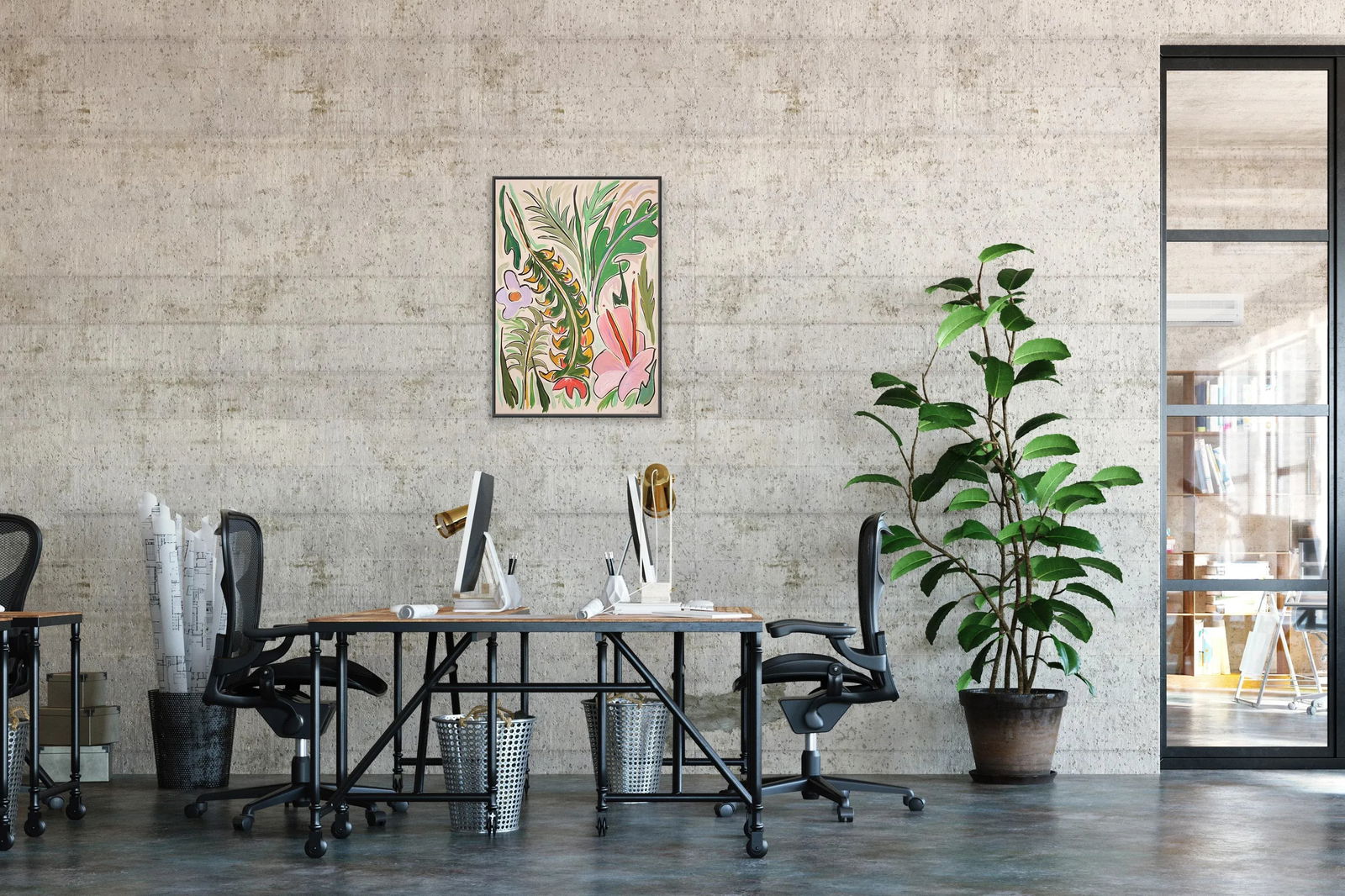 2023, Expressionist Still Life of Hibiscus Flower, Mixed Media on Watercolor Paper by Romina Milano - 6