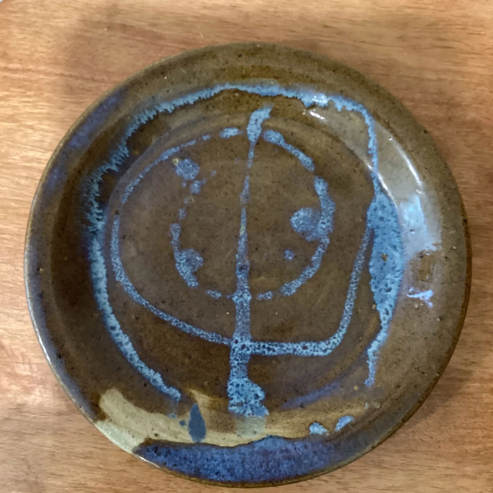 Late 20th Century Vintage Glazed Studio Pottery Plate Signed Dated - 2