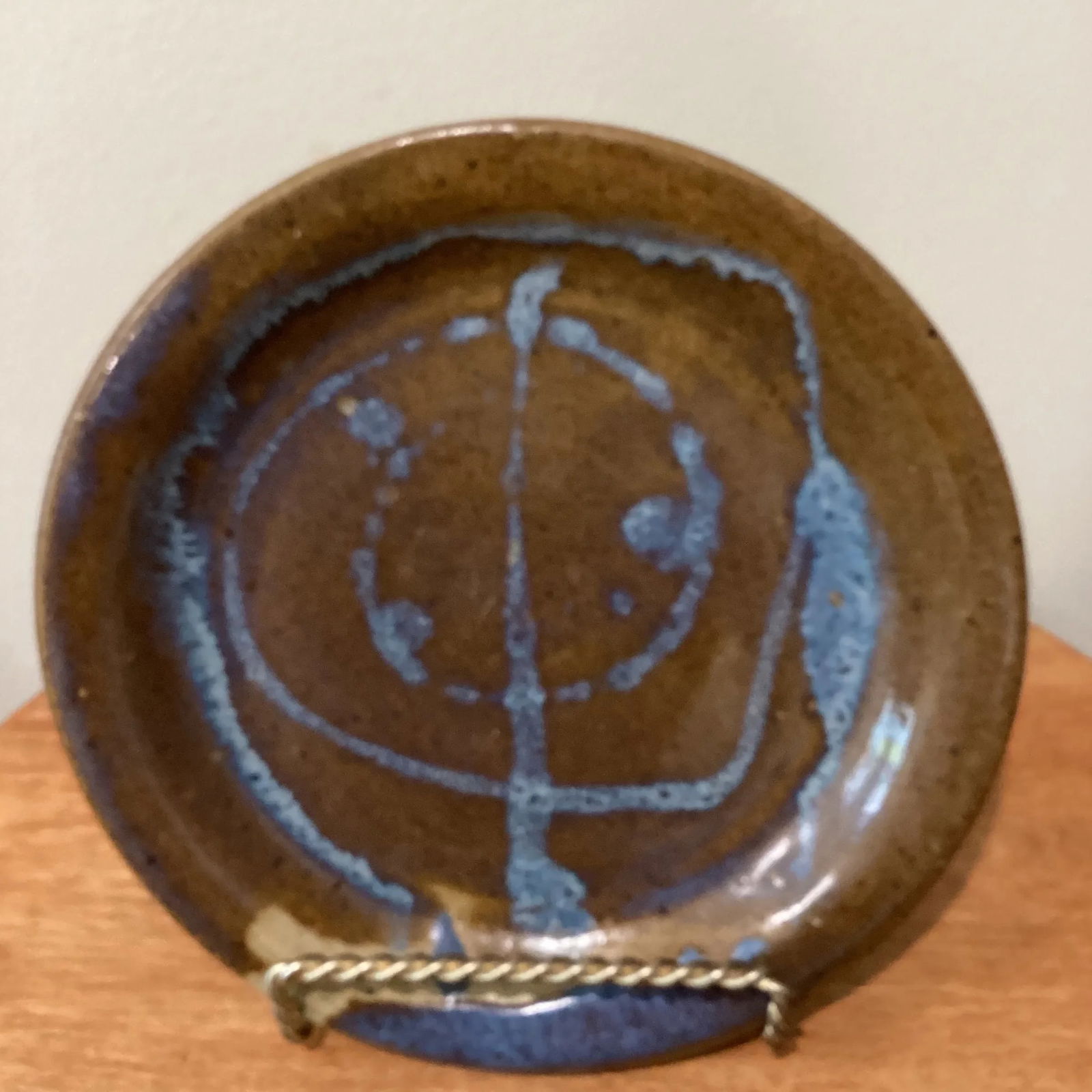 Late 20th Century Vintage Glazed Studio Pottery Plate Signed Dated - 8