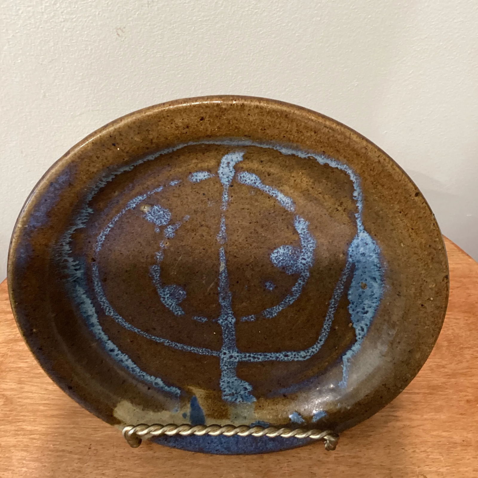 Late 20th Century Vintage Glazed Studio Pottery Plate Signed Dated - 9